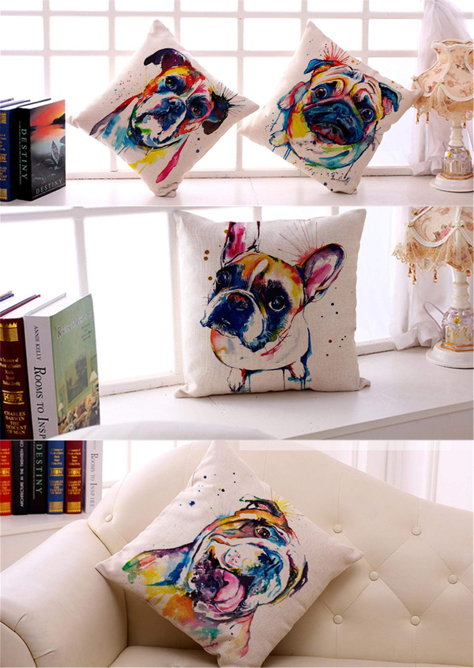 Amazon｜フレンチブルドッグクッションカバー、かわいい動物が枕