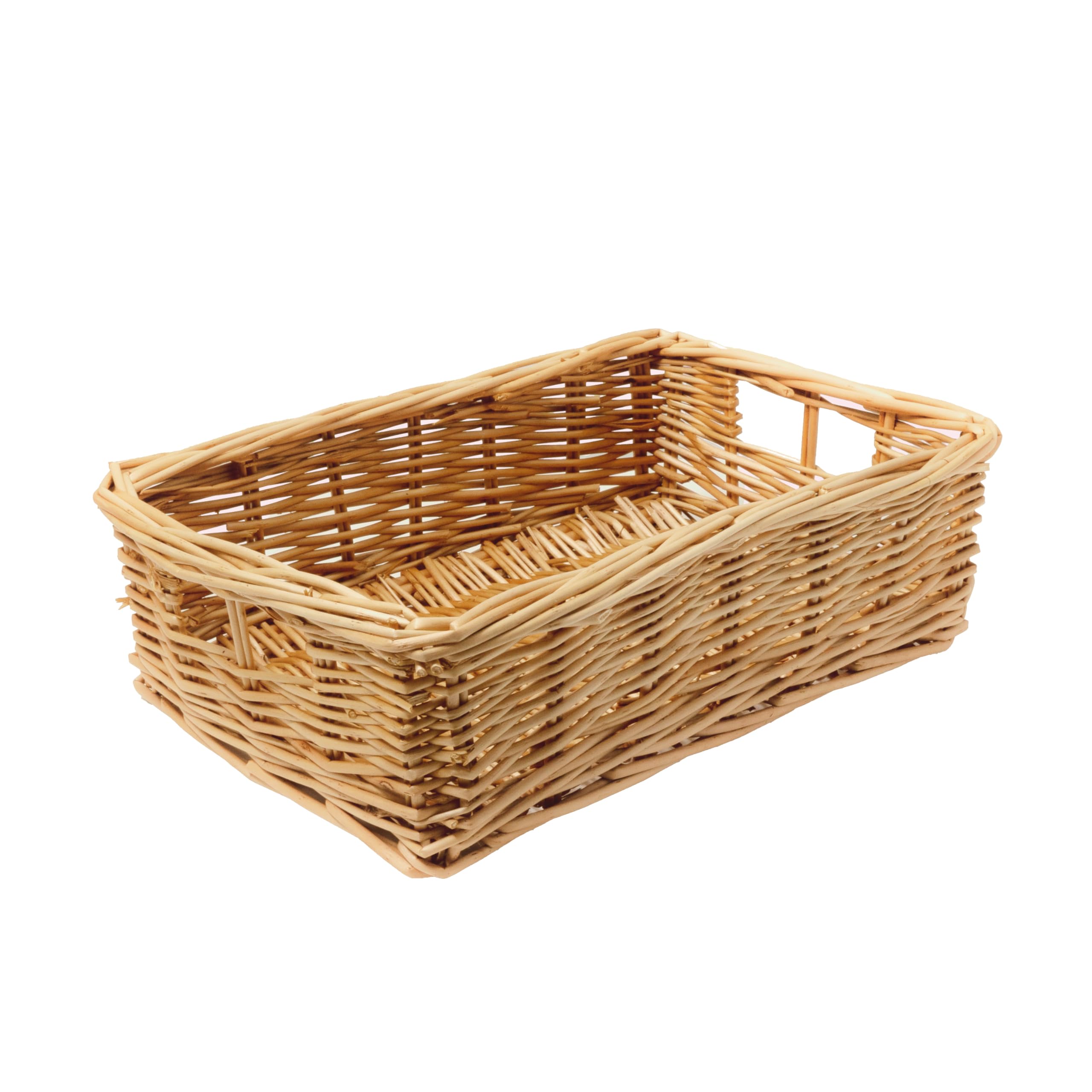 Arthur Cameron - Rectangular Shallow Wicker Storage Tray - Hand-woven by skilled artisans in Northern China, an organiser basket is the perfect home storage solution (Natural, Extra Small)