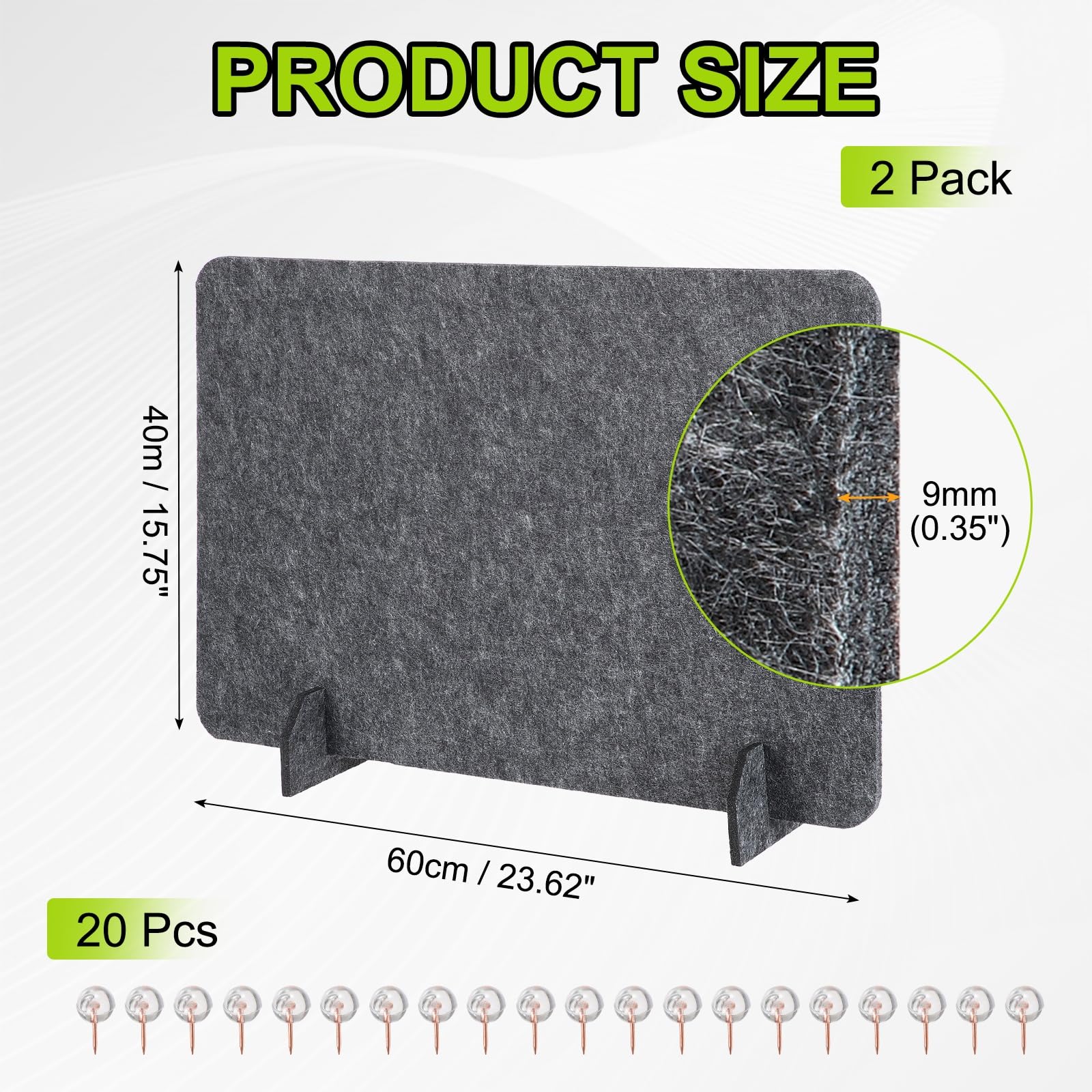PATIKIL Cloison de Bureau Acoustique Lot de 2 60 x 40 cm Gris Clair