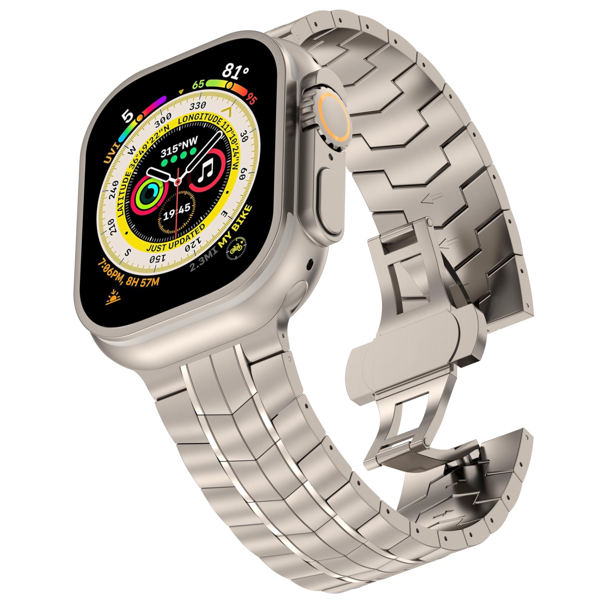 Naiqisi Titanium Band Compatible With Apple Watch Ultra 2 Band 49mm, Upgrade Scratch Resistant Titanium Straps for Apple Watch 45mm Band - Mens Luxury Titanium Band for Apple Watch Band 44mm 42mm