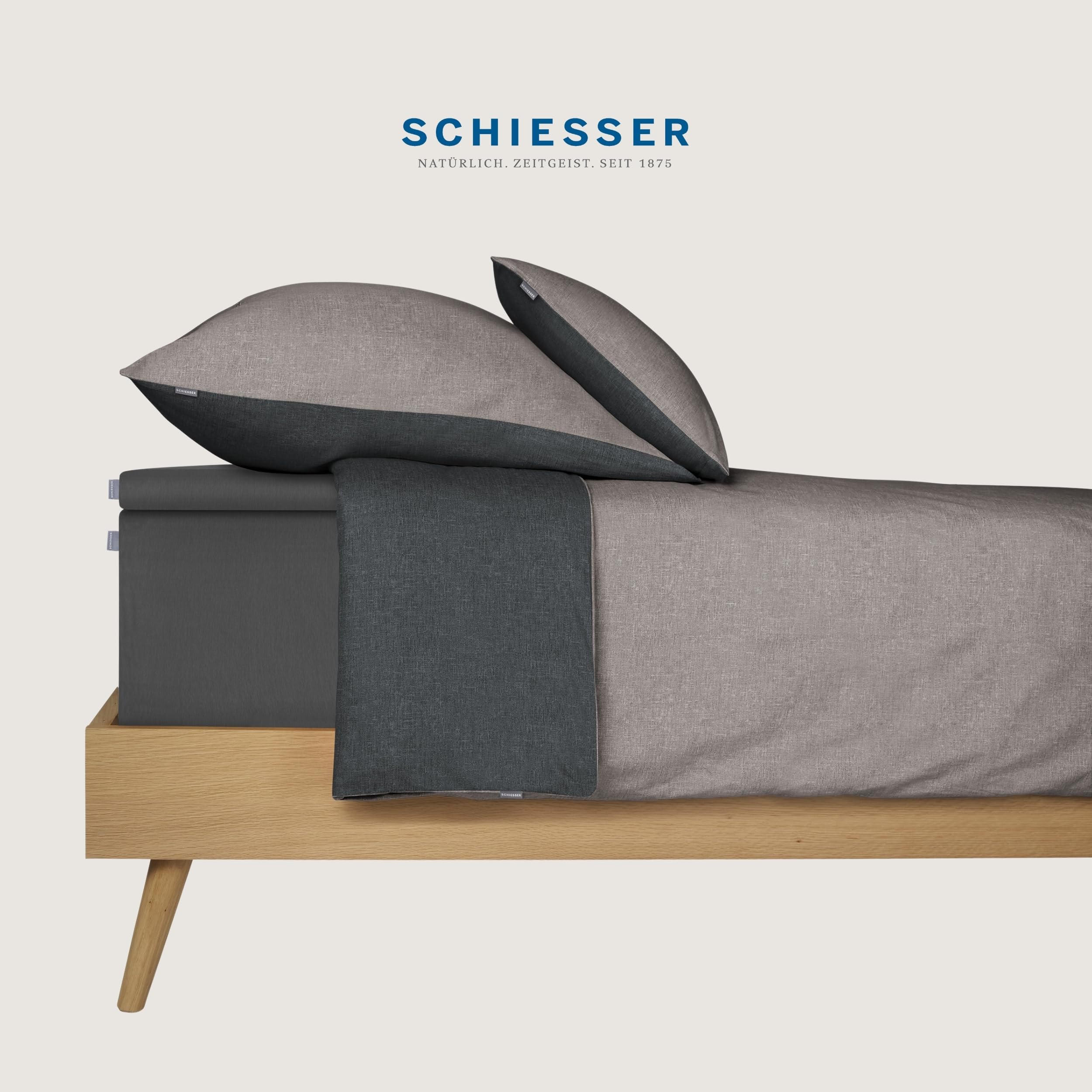 Schiesser Spannbettlaken Flexi - 95/5-180 x 200 cm - Dunkelgrau
