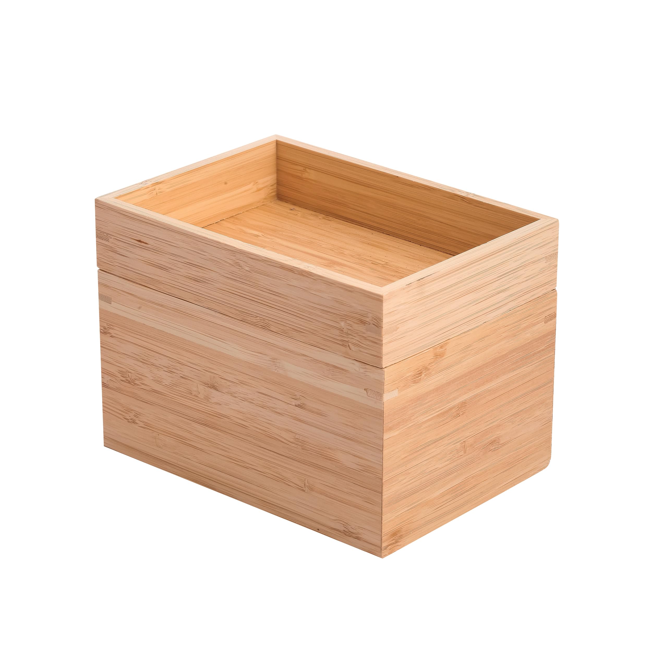 MSV - Versatile Organiser Box - 2 Stackable Compartments - ISALYS Range - Makeup Storage, Jewellery and Accessories - Eco-friendly Bamboo - Beige