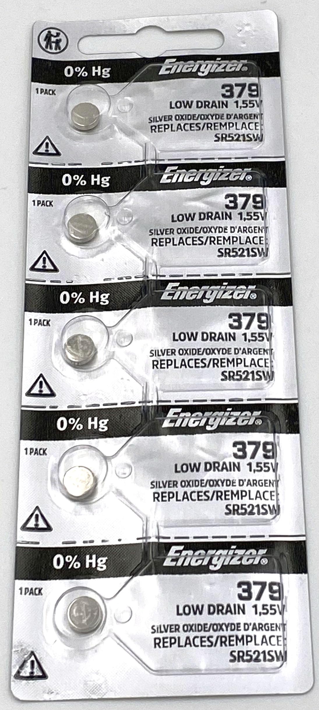379 Low Drain 1.55V Silver Oxide Batteries (5 Per Pack)