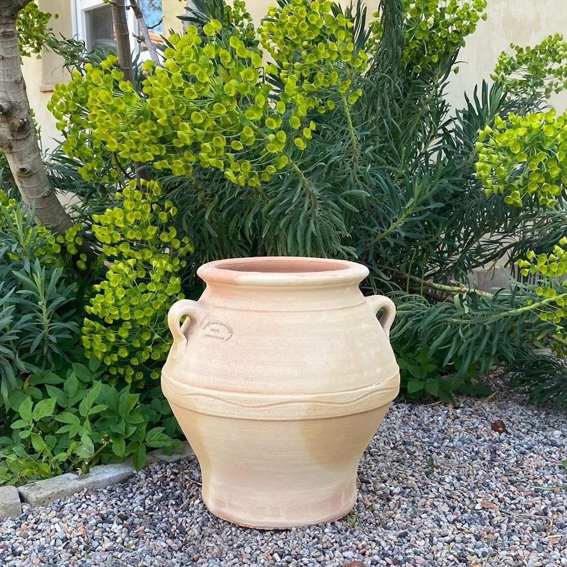 Palatina Werkstatt Terracotta Amphore Cassia 35cm - 100% handgefertigtes Unikat aus Griechenland - Verzaubern Sie Ihren Garten oder Terrasse in eine grüne Oase