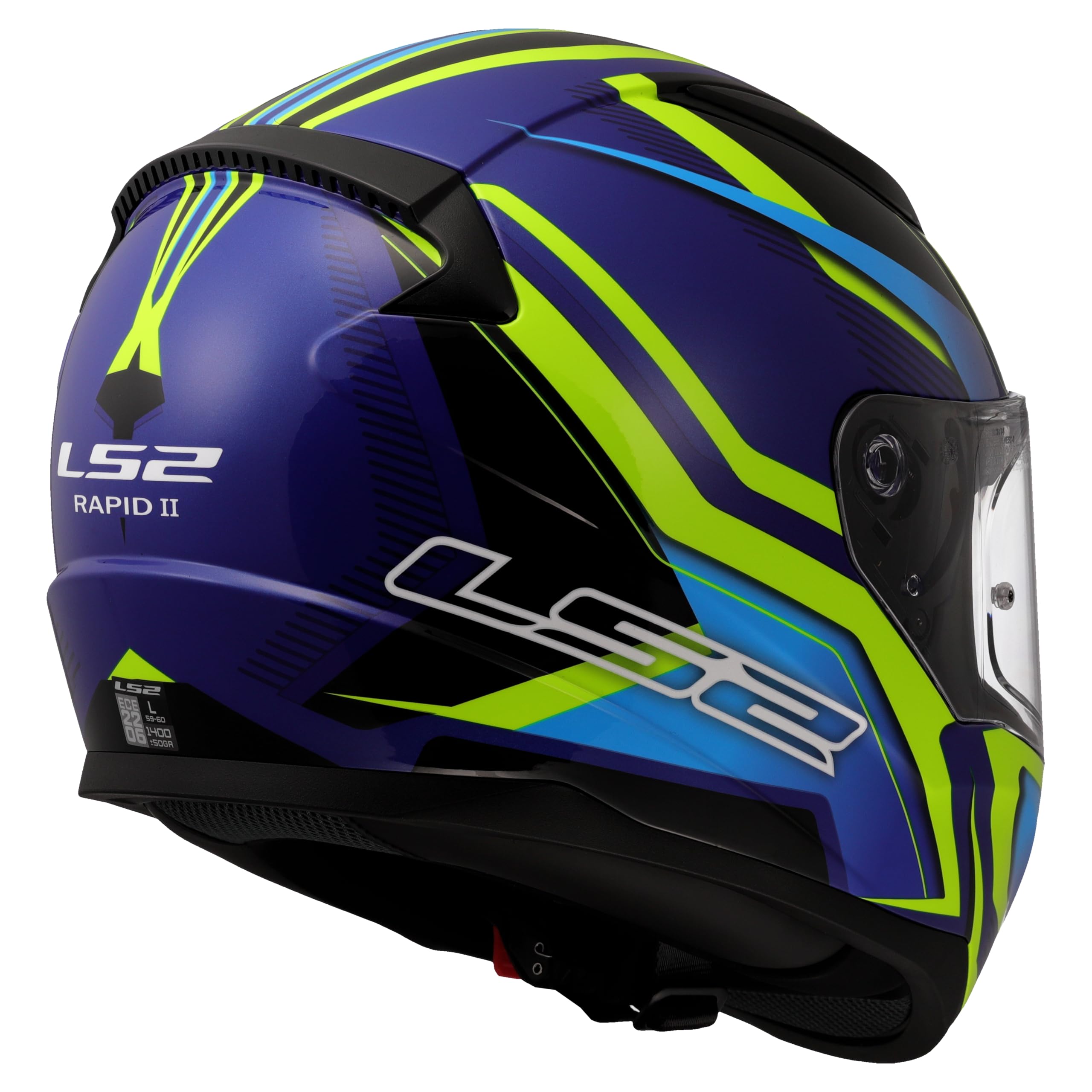 LS2, Casco Moto Integrale RAPID II FLITZ Gloss H-V Yellow Blue, M