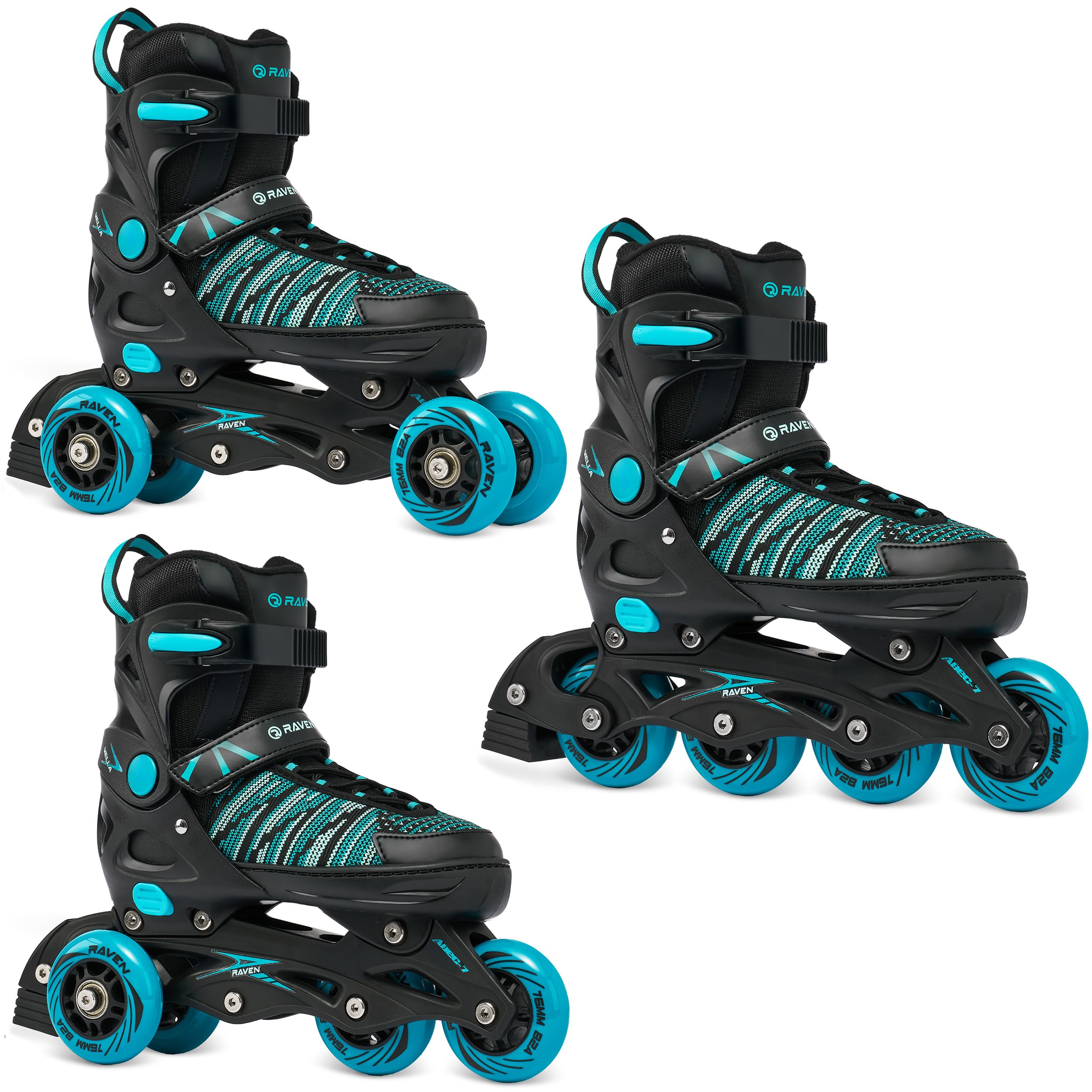 RAVEN 3in1 Inline Skates Pattini in linea Triskates Pattini a rotelle per bambini e adulti regolabili