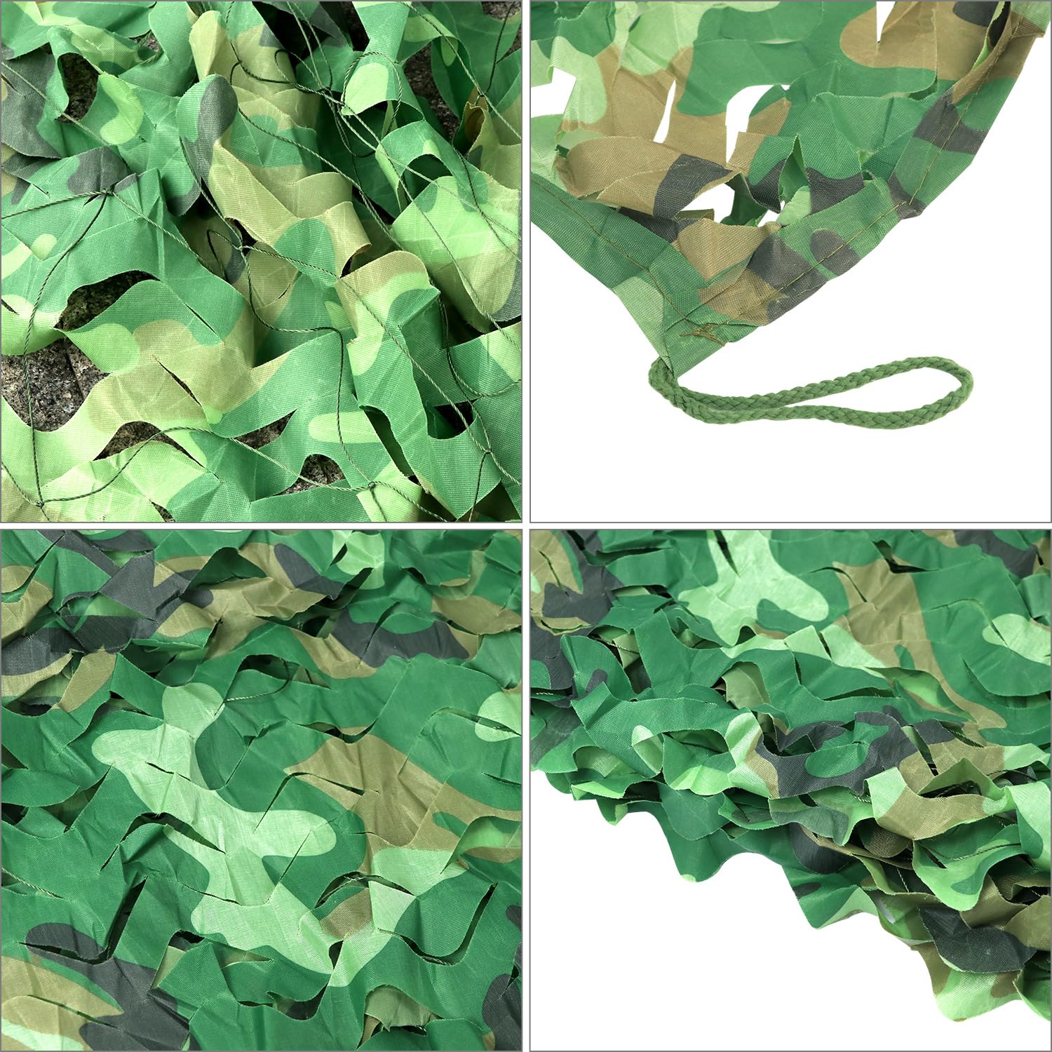 QWORK® Siatka kamuflażowa 4 MX 6 m, siatka kamuflażowa chroniąca przed słońcem, do krajobrazu leśnego, polowania na świeżym powietrzu, lasów