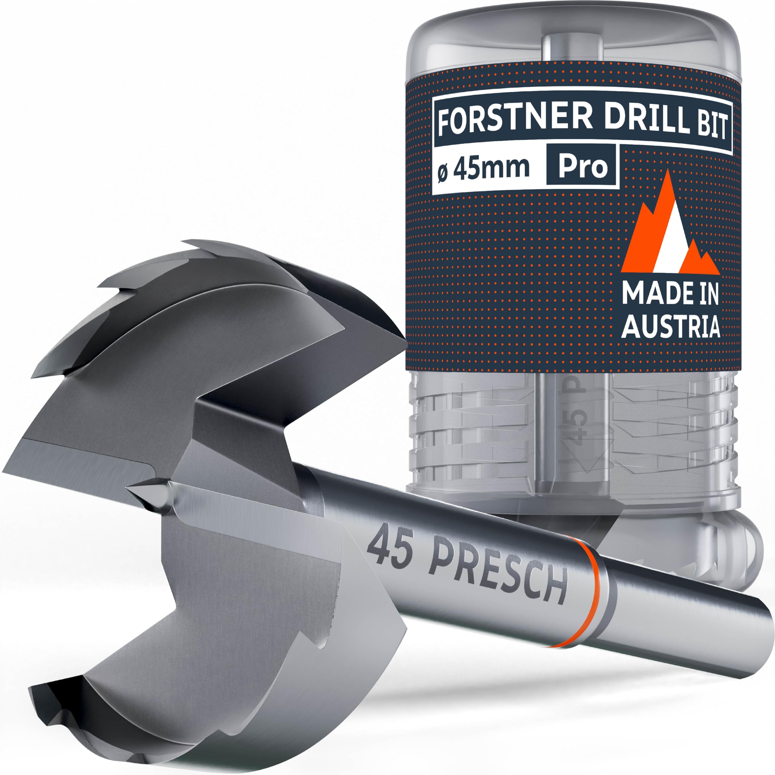 Presch Forstner Drill Bit diameter 45mm, drill bit for wood with high-precision centering point for perfect round holes