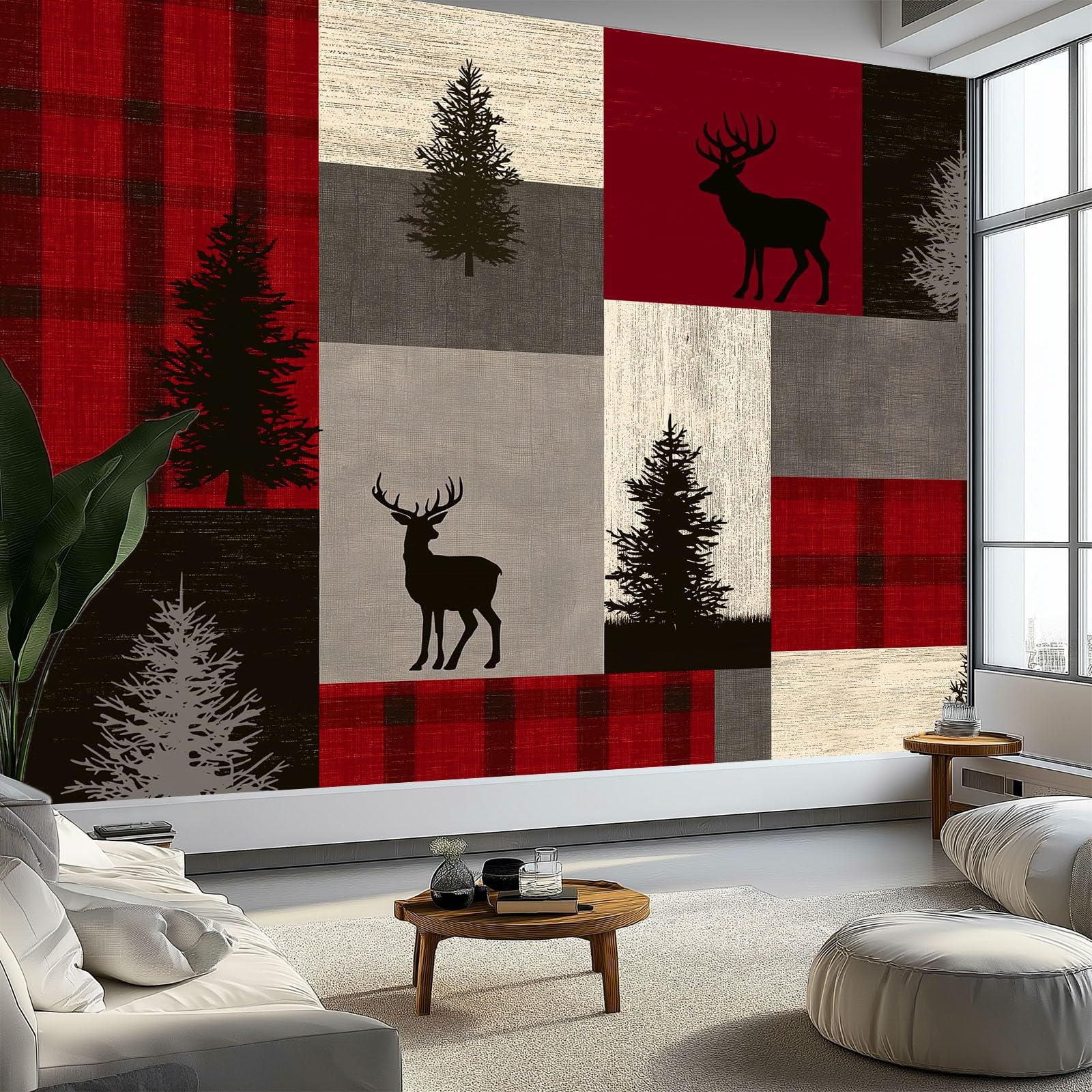 Fototapeta z włókniny w stylu vintage, tradycyjna, 400 x 280 cm (szer. x wys.), nowoczesna tapeta z włókniny, efekt 3D, dekoracja ścienna, patchwork, las, zwierzęta, tapeta ścienna, salon, restauracja