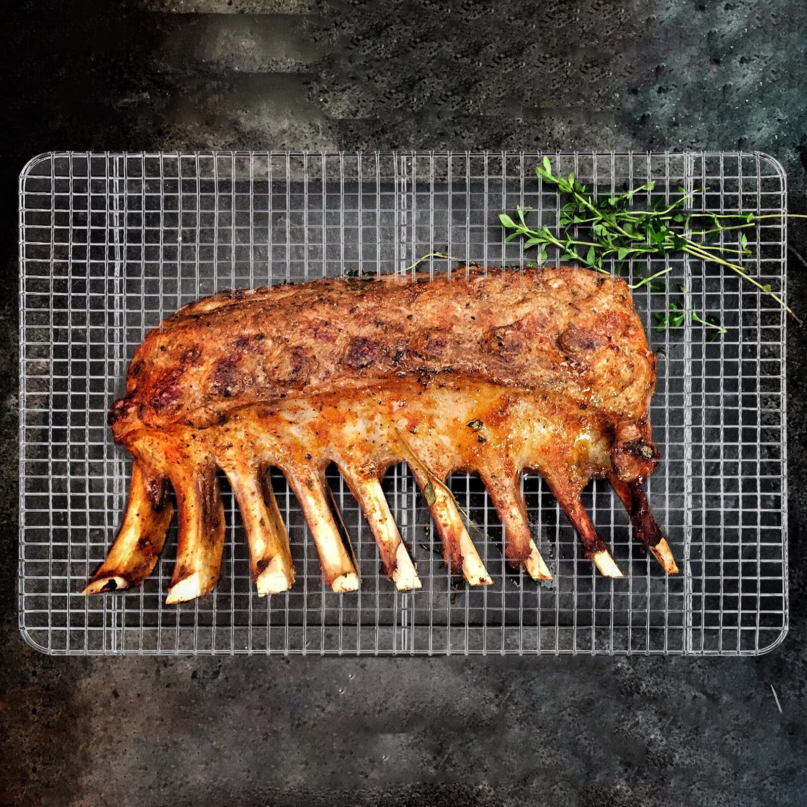 ibasenice Grill Kühlregal Drahtrost zum Kochen Backrost aus Edelstahl Kühlgitter für Brot und Kuchen Fettabtropfrost für Grillen Großes Fassungsvermögen Multifunktionales Kochrost zum Trockn