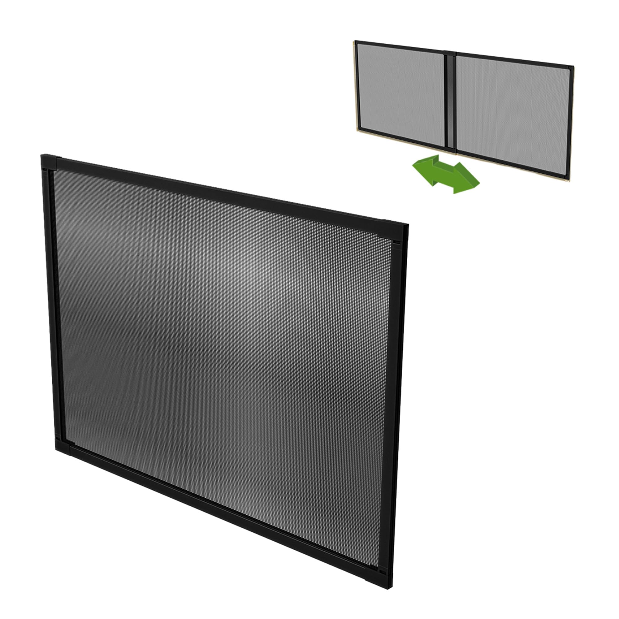 Amig - Erweiterbares Moskitonetz für Fenster - 100 x 70 cm - Schwarzer Aluminiumrahmen - Graues Glasfasergewebe - Verstellbar - Werkzeuglose Installation - Mod. ME01
