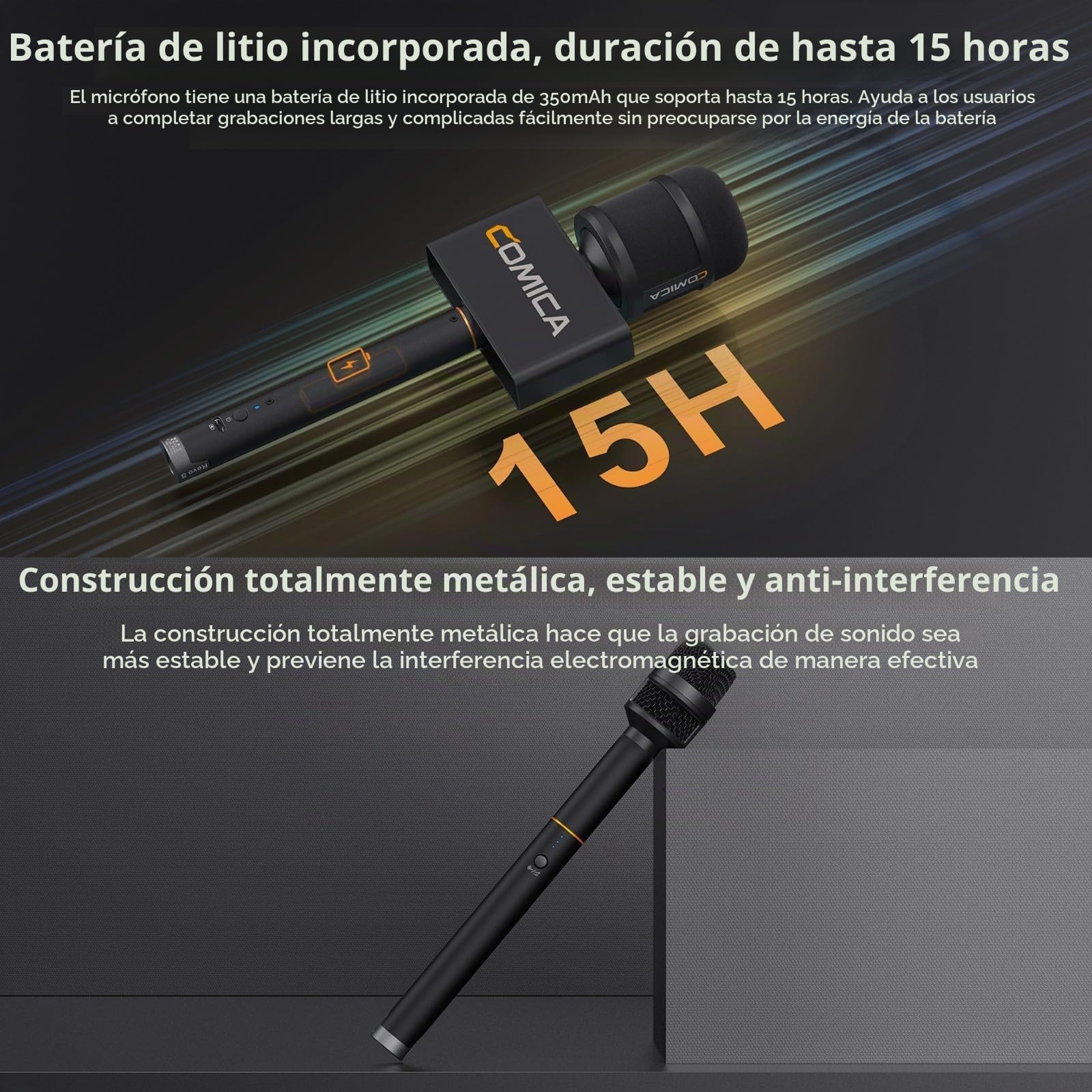 COMICA Revo S Micrófono inalámbrico de mano para entrevistas, micrófono reportero con receptor USB-C, compatible con iPhone 15/16, teléfonos Android, portátiles, PC, micrófono profesional para informe