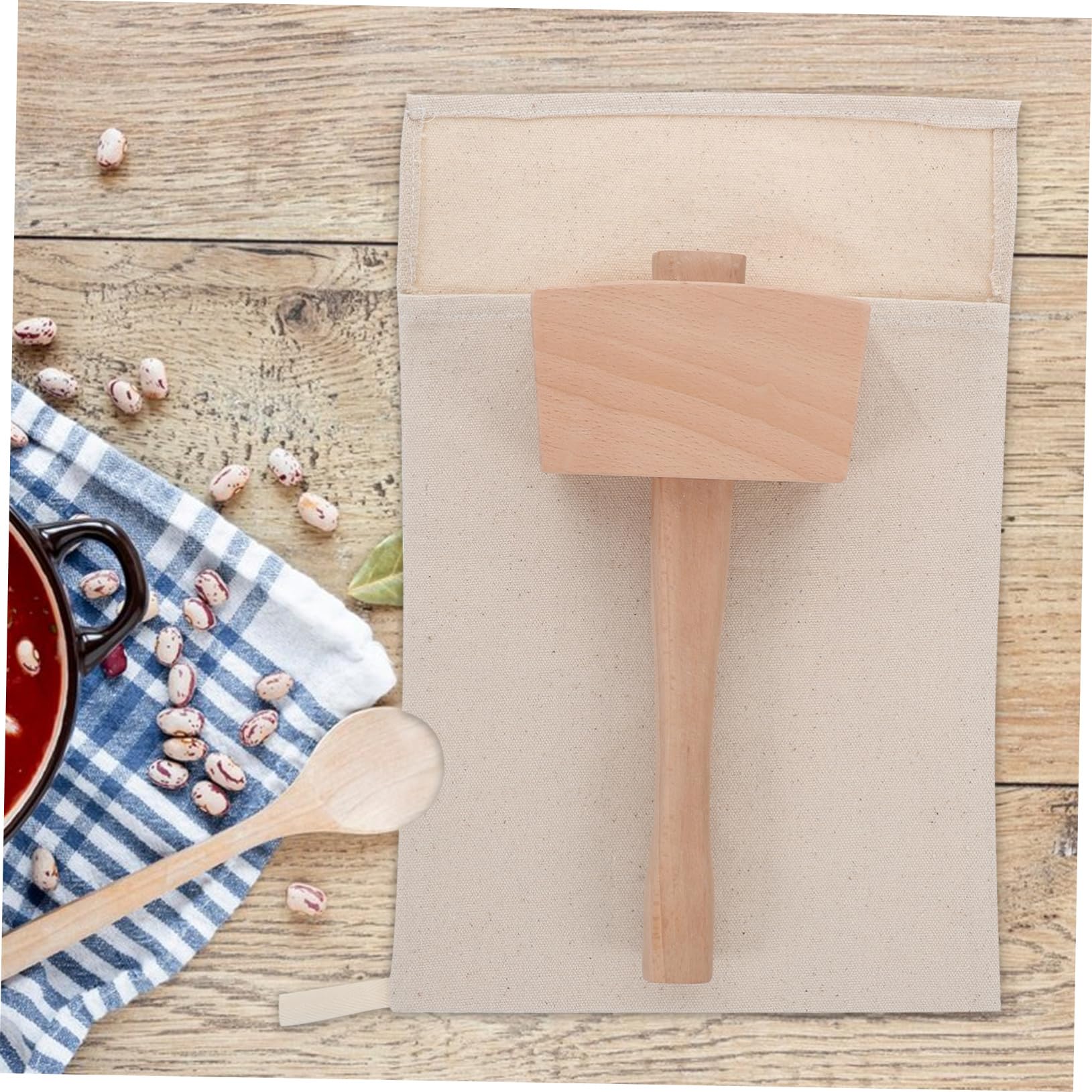 UKCOCO 2piezas Lona Reutilizables para Triturar Hielo y Mazo de Madera para Herramientas de Bar Bolsa de Hielo para Cócteles Uso Bares y Restaurantes