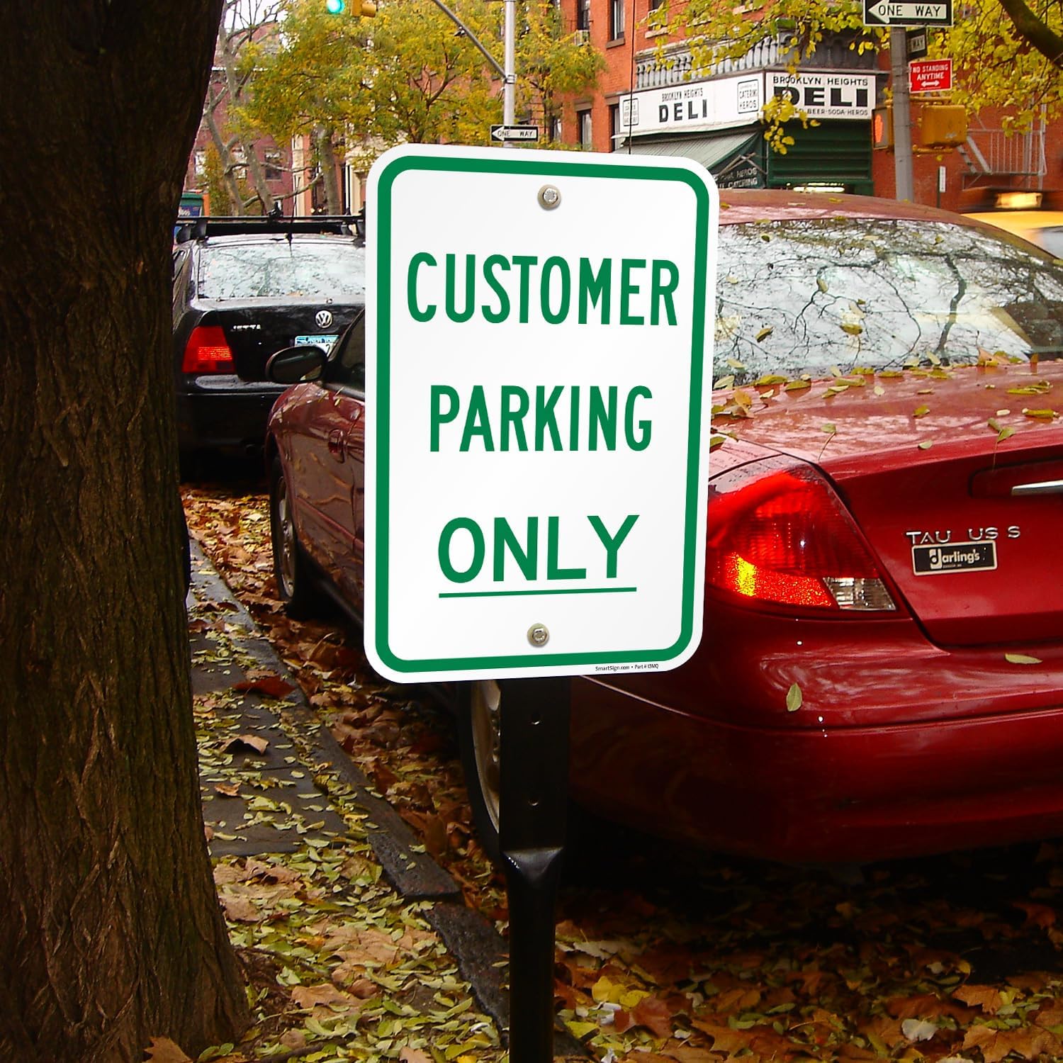 SmartSign (Pack of 4) 18 x 12 inch “Customer Parking Only" Sign, 120 mil Thick Aluminum Composite (ACM), Engineer Grade Reflective Material, Green and White
