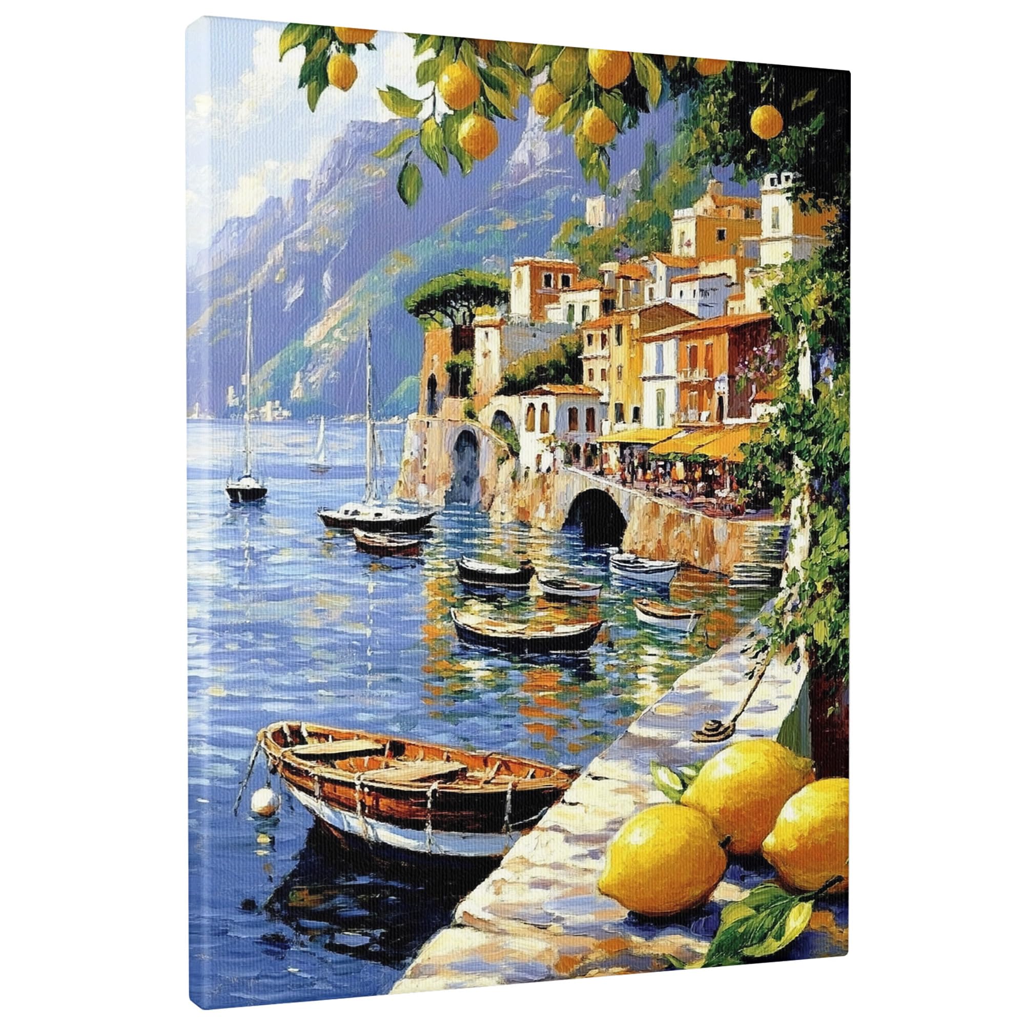 Amazon.com: Coastal Lemon Grove Canvas Wall Art, Yellow Blue