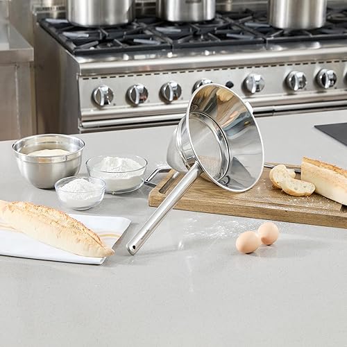 Miniatura 4 de Restaurantware Chinois - Colador de acero inoxidable de 10.2 pulgadas con malla extrafina para salsas, caldos, sopas, caldos, tamizado, herramientas