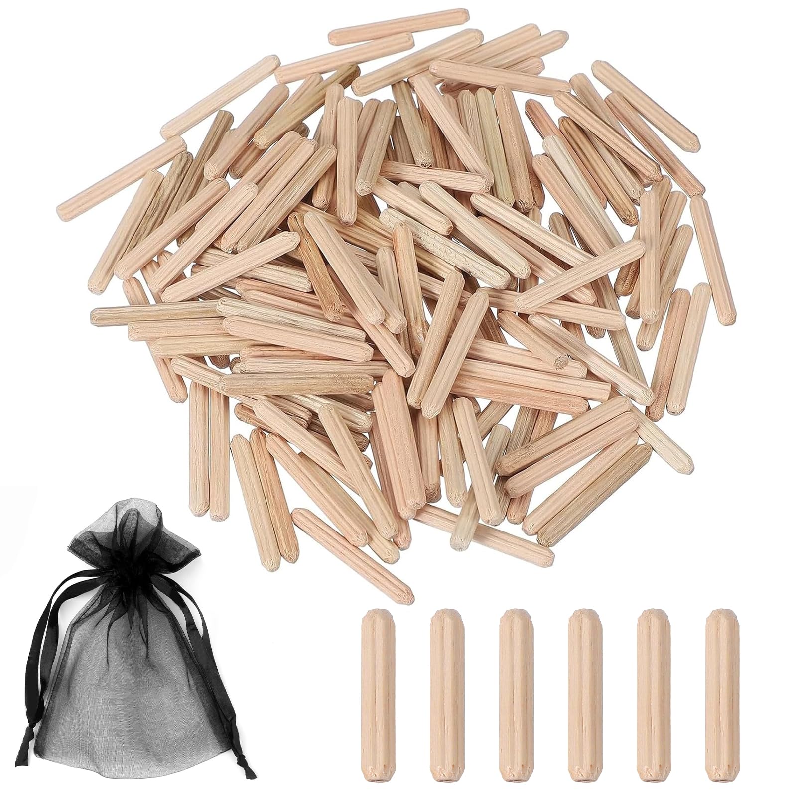 200 Pz Tasselli Legno Conici Scanalati, Spine per Legno a Forma di Ago 4mm, per Mobili Riparazioni Fai da Te Lavorazione del Accessori