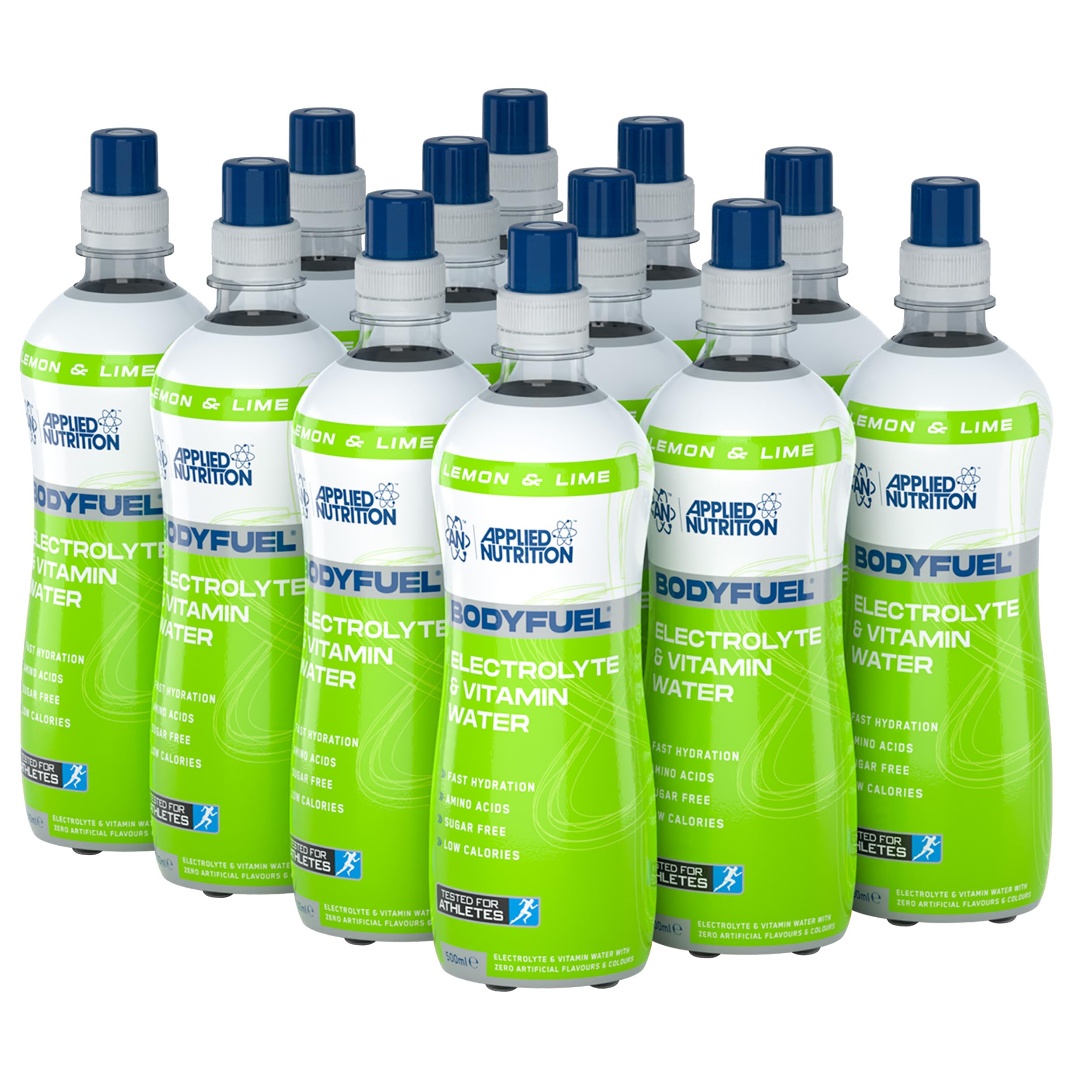 Applied Nutrition BodyFuel Electrolyte Water - Body Fuel Prime Drink with BCAAs and Vitamins, Fast Hydration (12 x 500ml) (Lemon & Lime)