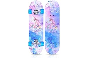Skateboard for Kids/Adults, 31''x8'', Pink, Maple, Double Kick