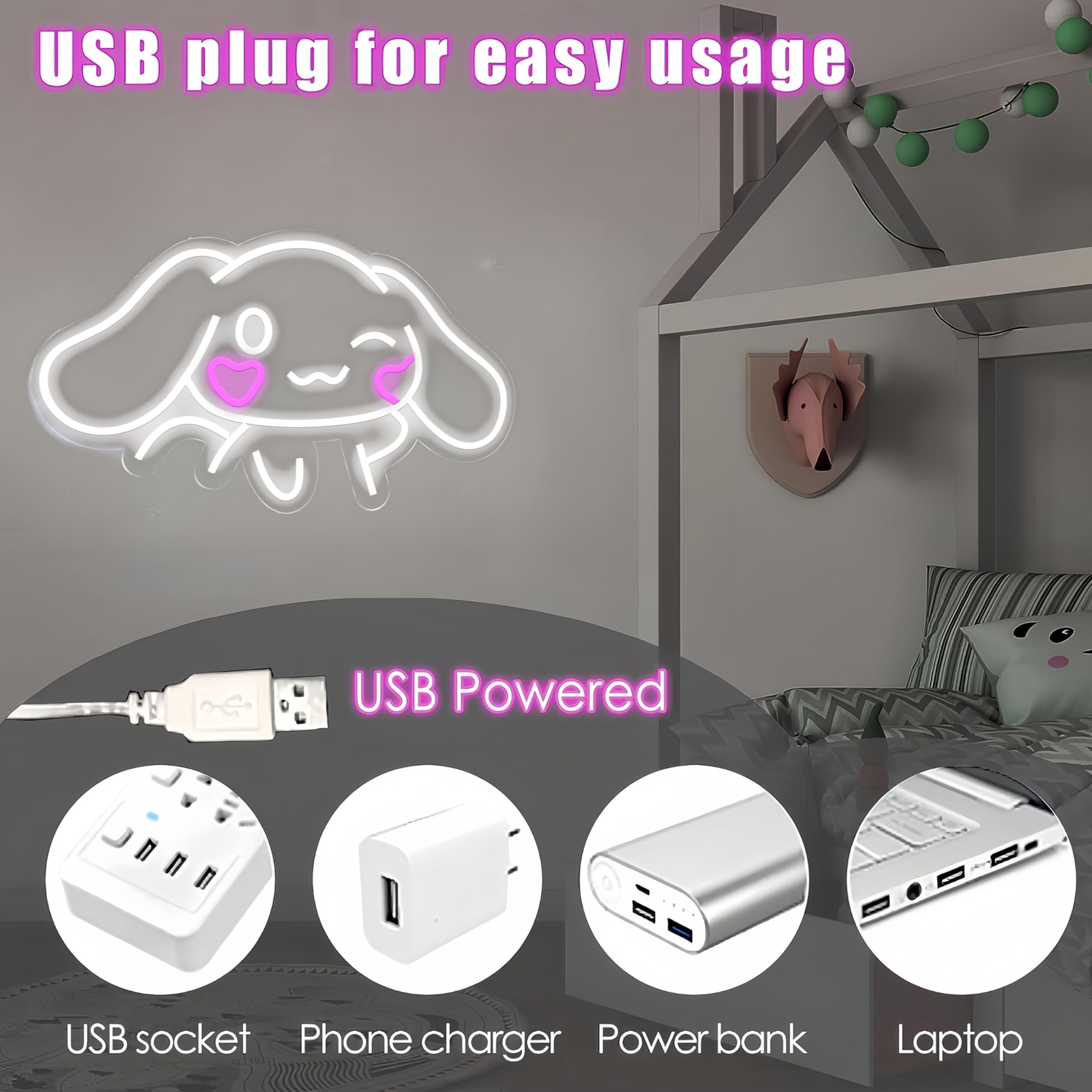 Amazon.co.jp: シナモロールアニメネオンサイン壁装飾シナモロールLED