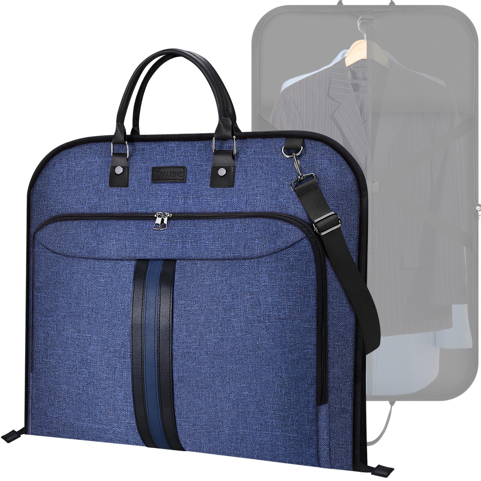 Travel Garment Bag, Travel Suit Bag for Men, 42'' Waterproof Carry on Garment Bag for Hanging Clothes, Garment Duffel Bag for Travel Business (Blue)
