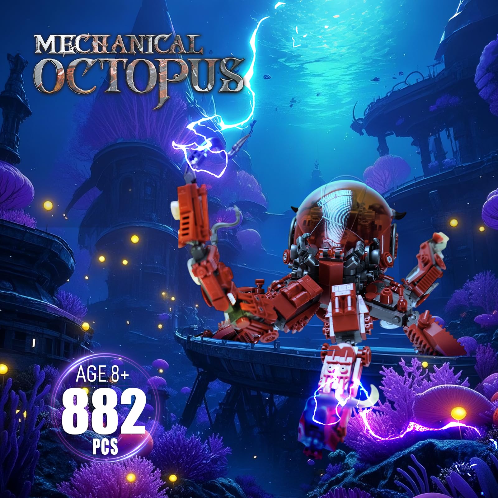 Ideas Mechanical Octopus Building Sets for Adult,Compatible with Lego Ocean Animal Collection Toy Home or Office Decor for Adults STEM Building Gift for Teens Boys & Girls 8-16 (882pcs) - Image 3