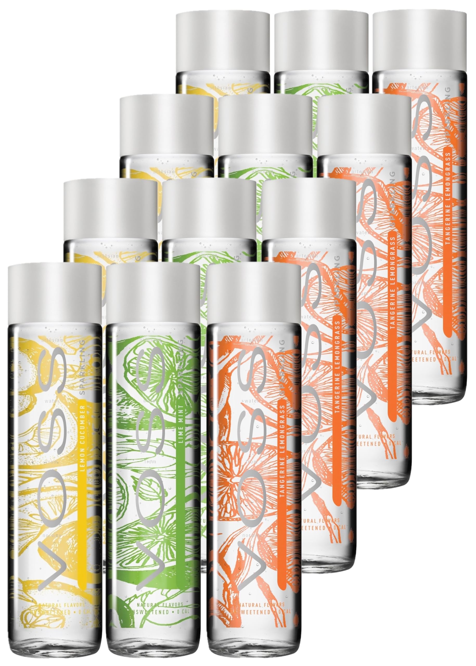 VOSS Water Mix 375 ml, sabor afrutado natural, paquete de 12 unidades (desechable, 12 x 375 ml)