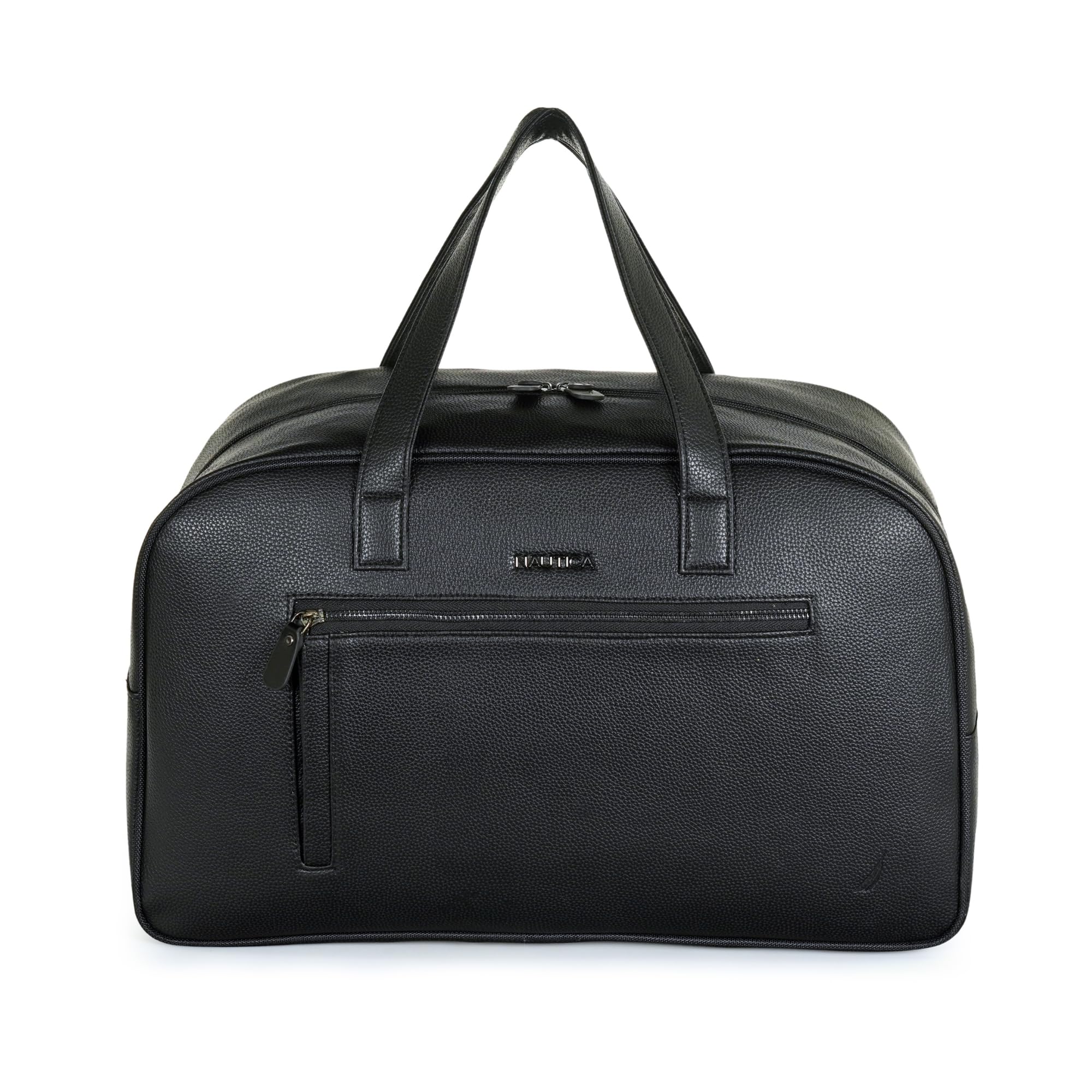 Unisex 28L PU Vegan Leather Duffle Bag | Premium Overnight Travel Bag with Trolley Strap & 17-inch Laptop Compartment for Men & Women | Best for Travel, Gym, Office and Weekend Trips | Black-image-37