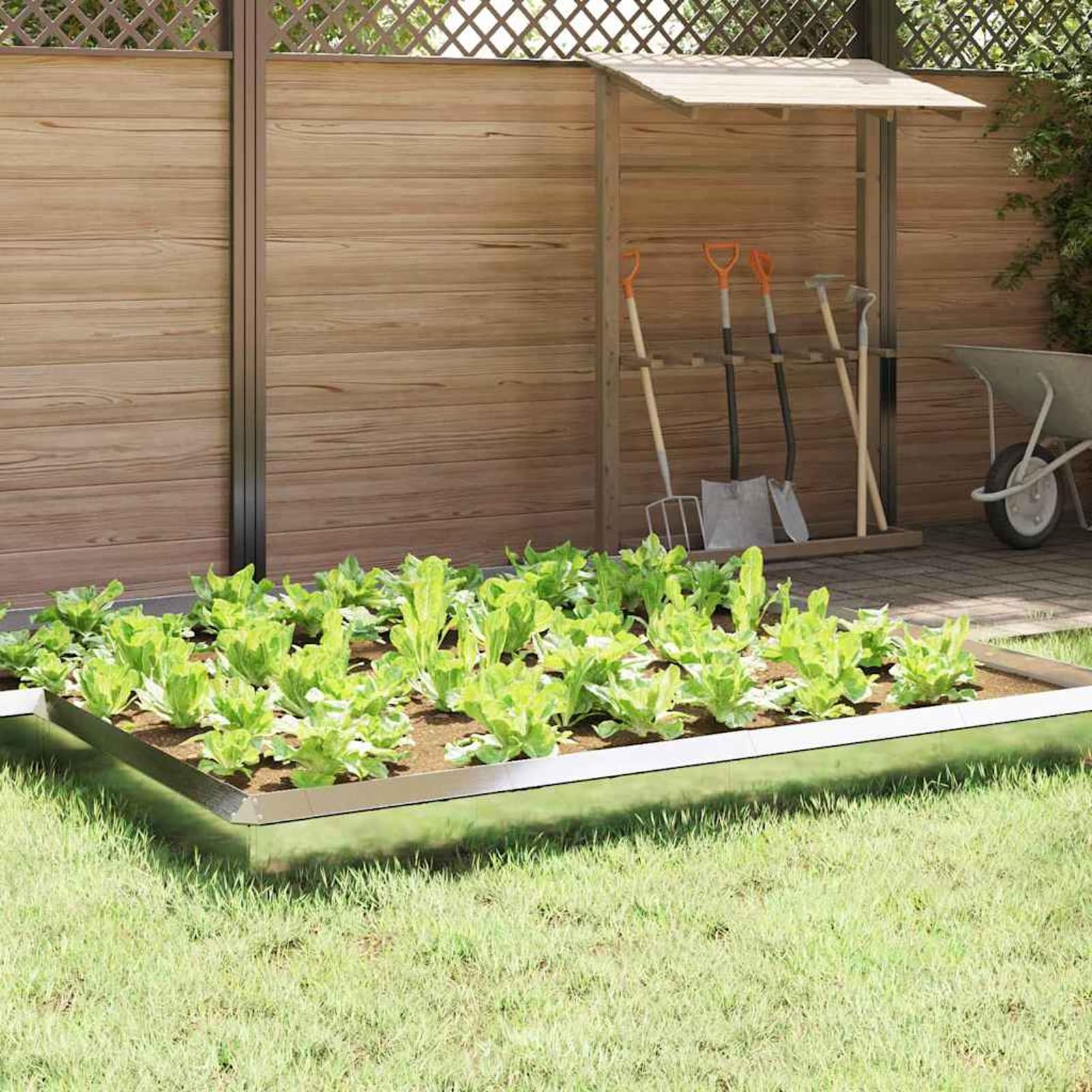 Tidyard Schneckenzaun Edelstahl 16 Stück Silber 50 cm Gartenzaun Schneckenschutz robust und wetterfest für Beete Blumenbeete Gemüsegarten Terrasse Balkon