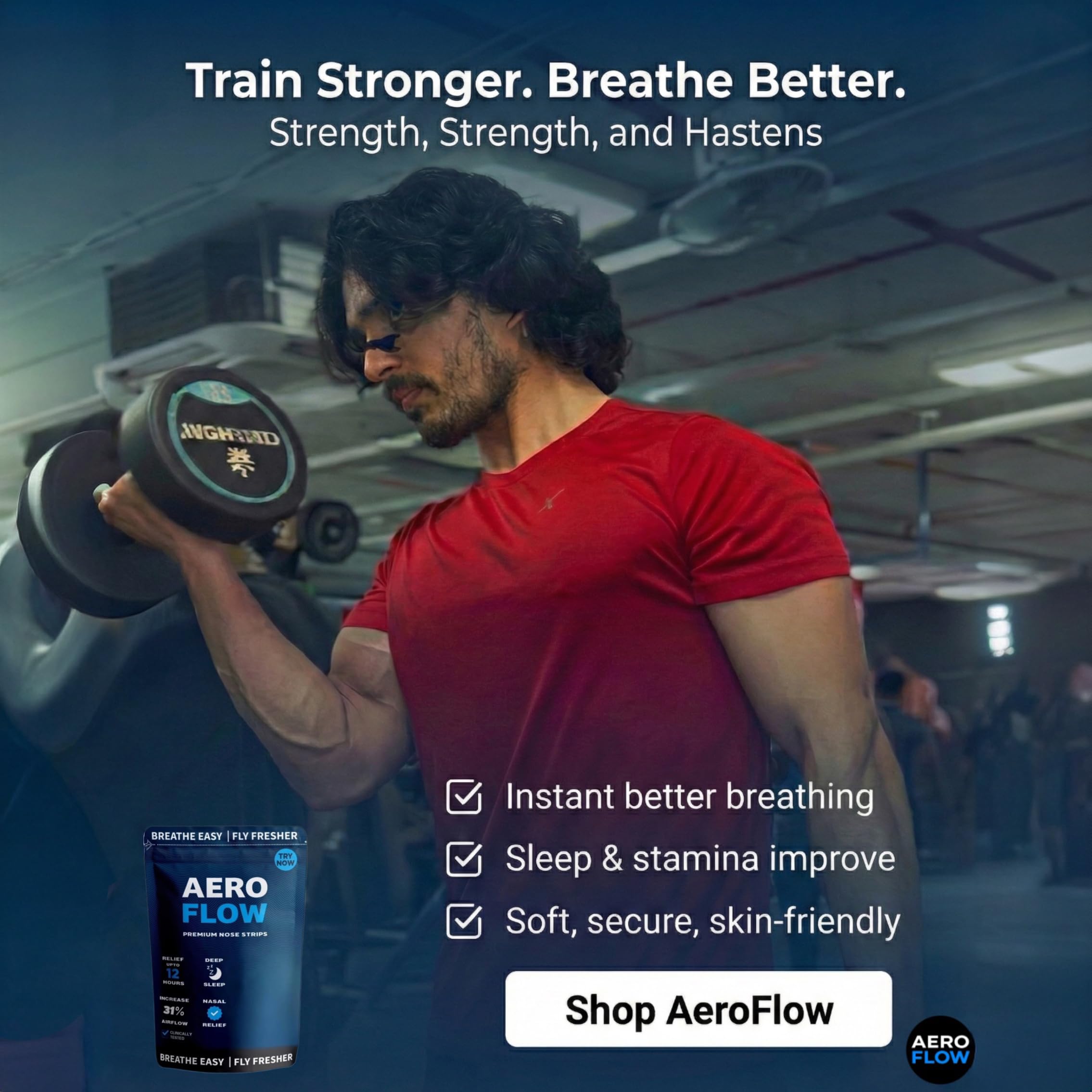 AeroFlow Premium Nasal Strips | Reduces Snoring, Improves Sleep & Sports Performance | Extra Strong Lift for Pure Air Flow | Hypoallergenic Tape, Sweat-Resistant | 10 Strips — Amazon image 7
