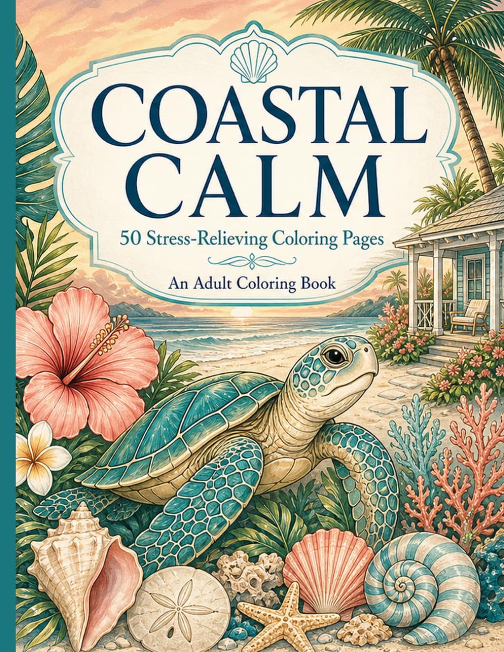 Coastal Calm Coloring Book: Relaxing Beach and Ocean Designs for Adults