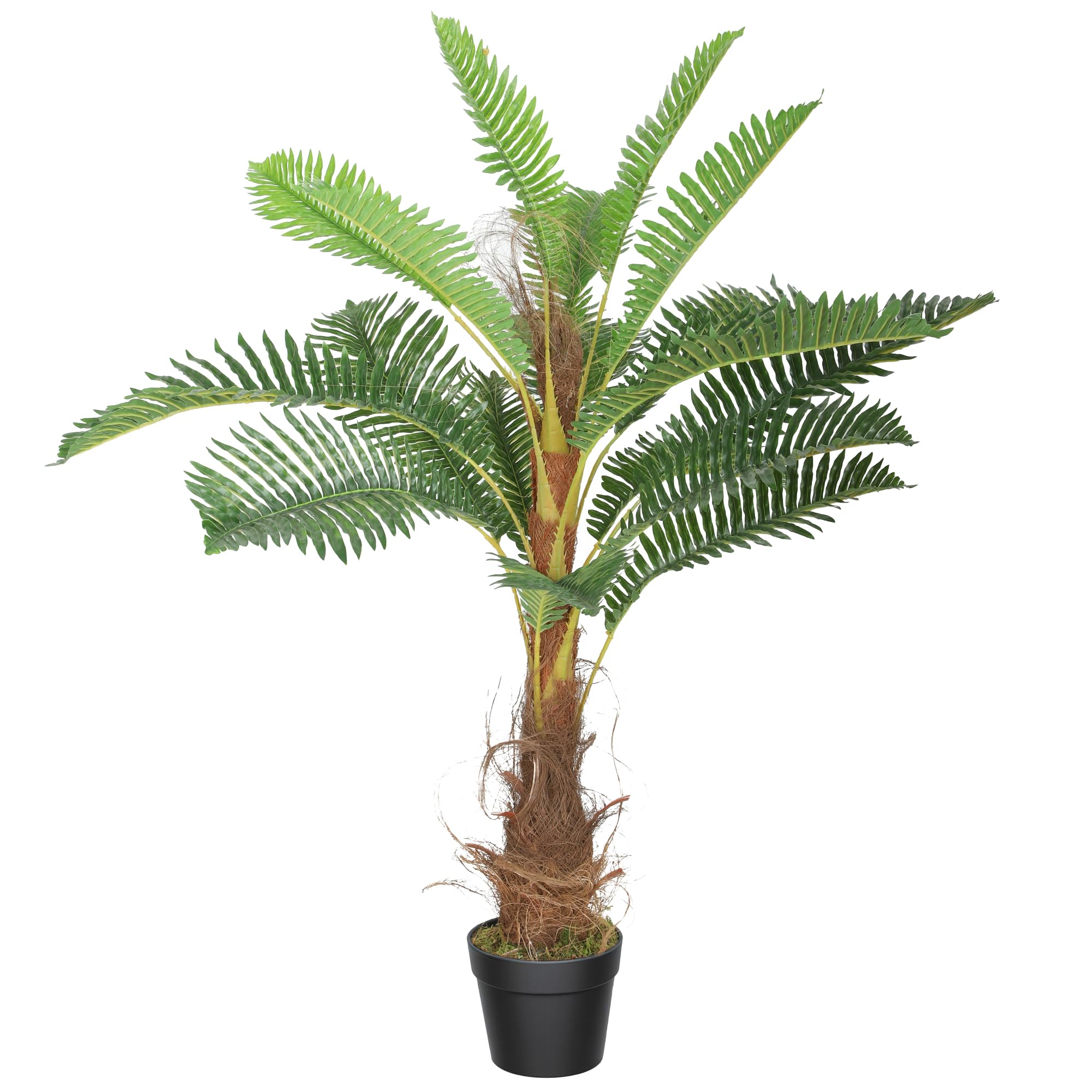 HOMCOM Plante Artificielle Palmier 100 cm avec 21 Grandes Feuilles Grand réalisme Pot Inclus
