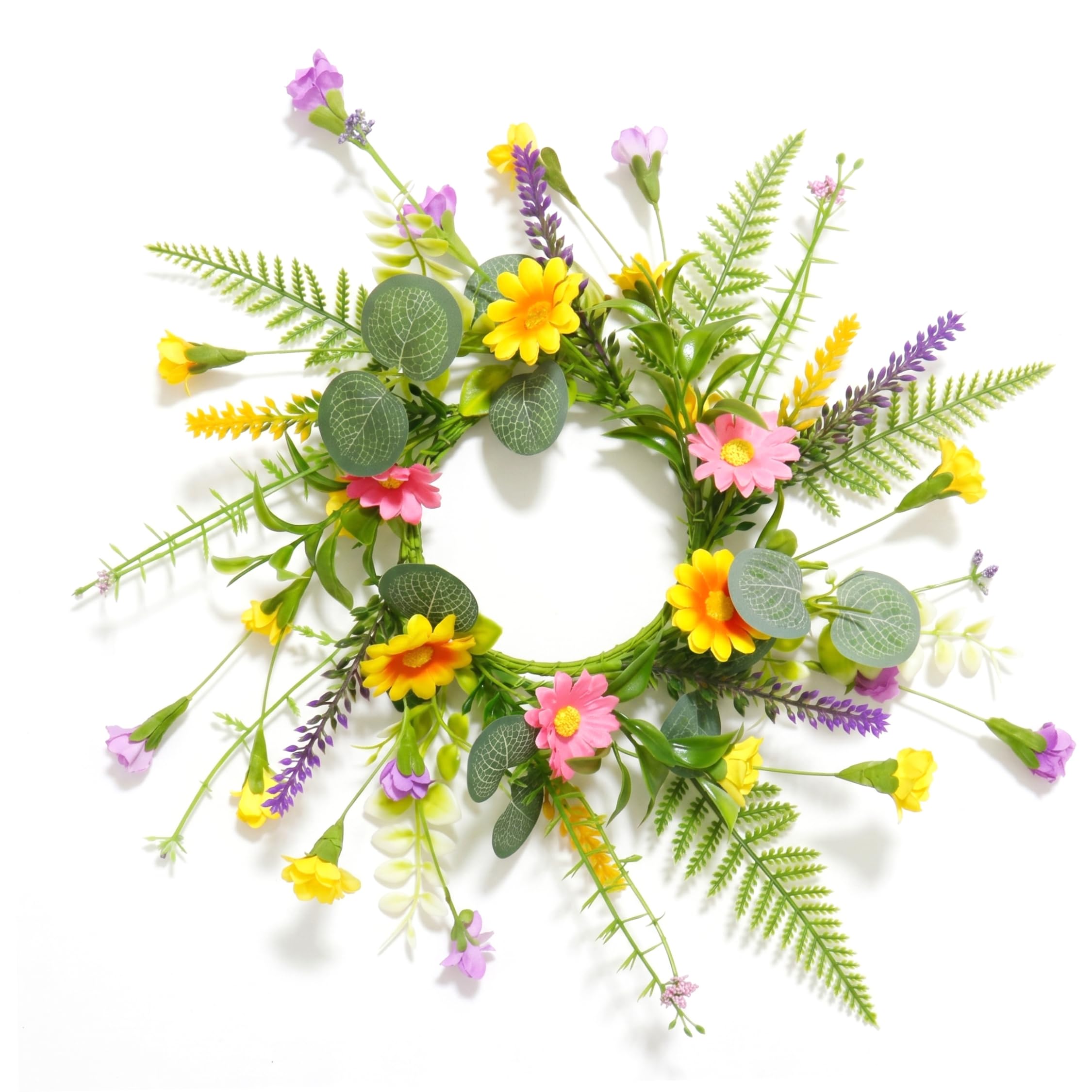 Couronne d'anneaux de bougies en marguerite réaliste, décoration florale d'été pour table