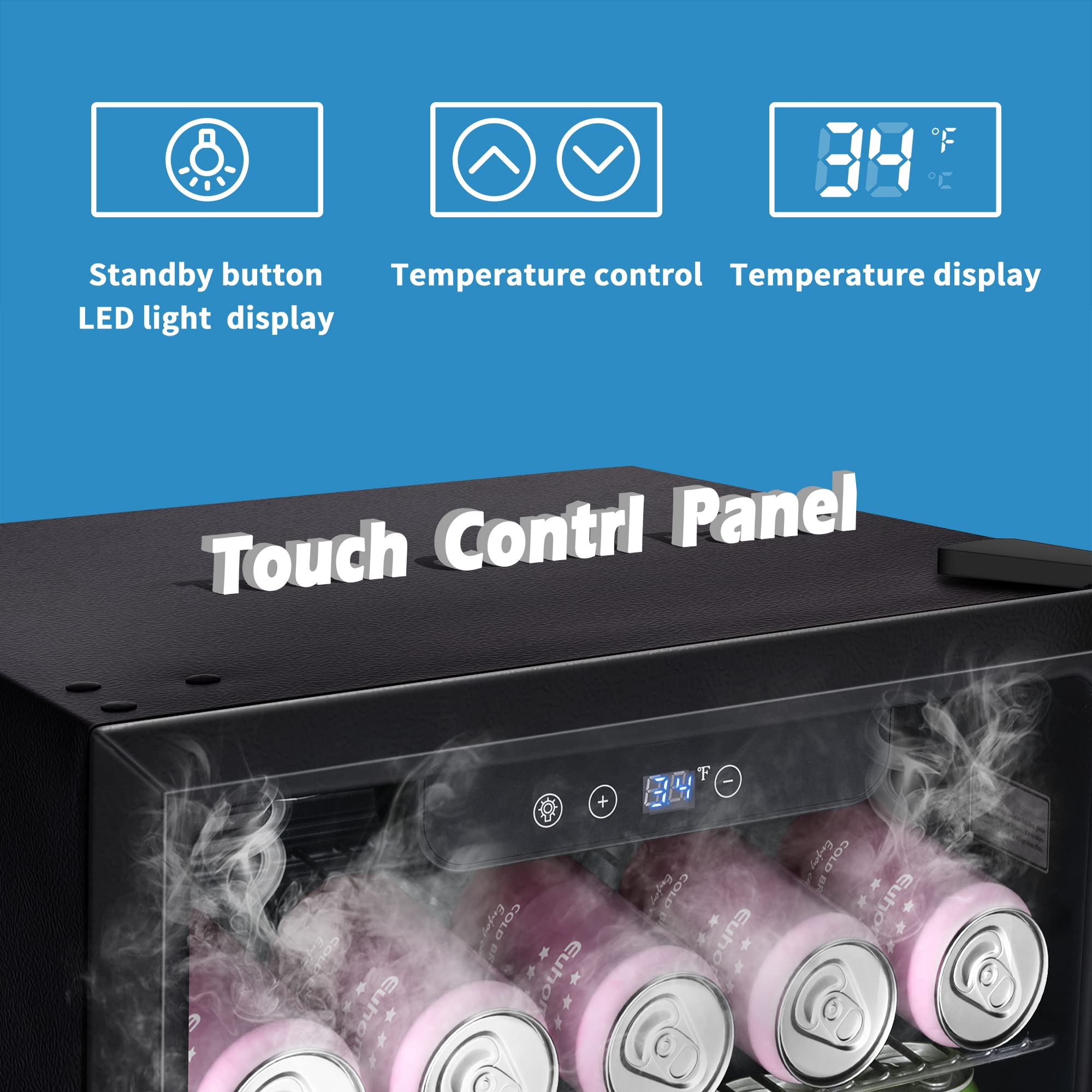 Euhomy Beverage Refrigerator and Cooler, 120 Can Mini fridge with Glass Door, Small Refrigerator