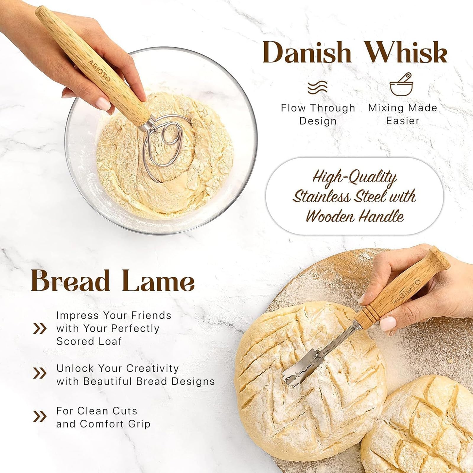 Banneton pain levain lot 2, kit fermentation avec accessoires boulangerie