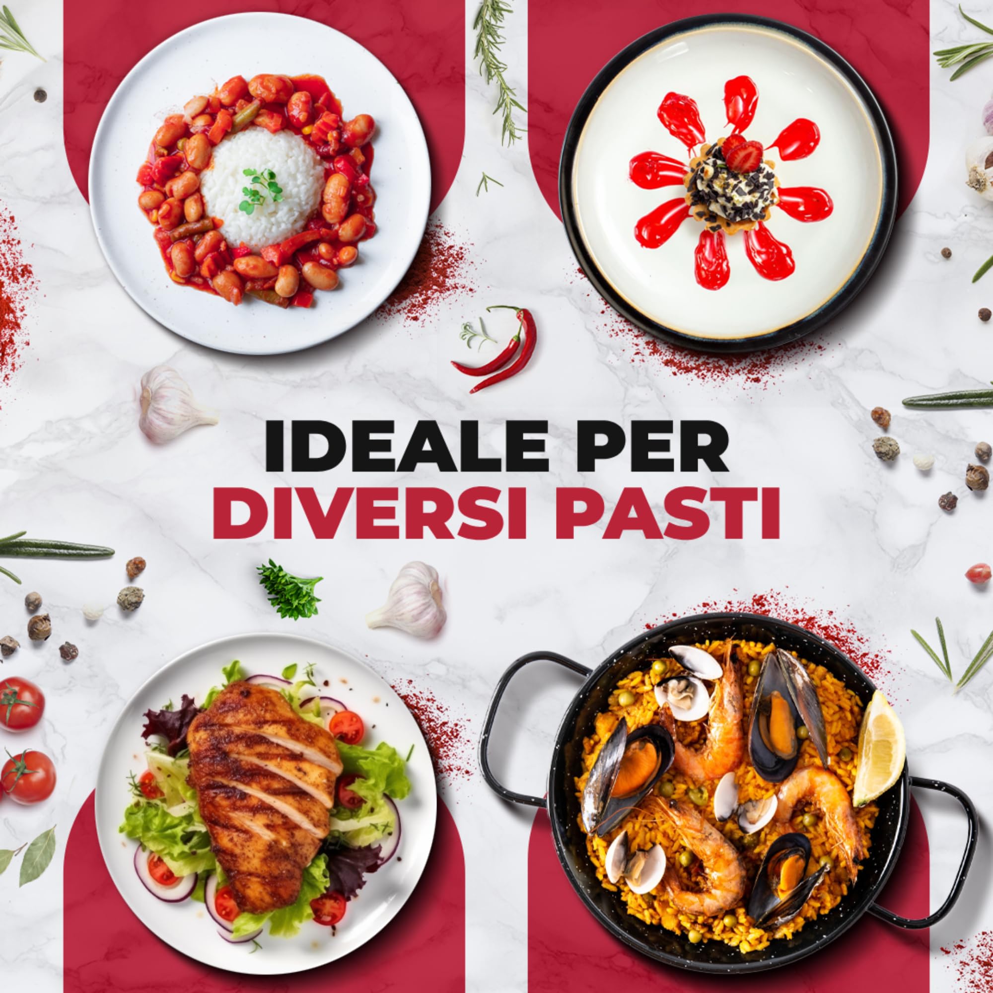 Zafferano Macinato selezionato - Spezia naturale per paellas - Zafferano spagnolo senza coloranti artificiali - Zafferano puro in capsule - Scatola di zafferano in polvere con 28 monodosi da 0,250 g
