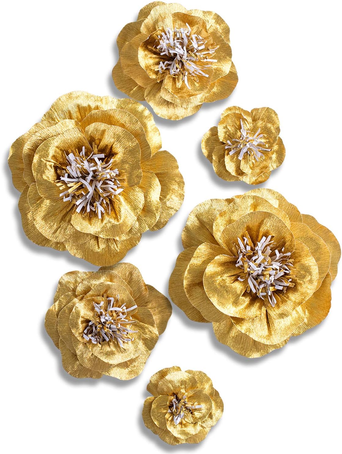 Letjolt Paper Flowers Decorations for Wall 1920s Party Decor 3D Flowers Backdrop Golden Wedding Garlands Baby Shower Bridal Shower (Golden Set 6)