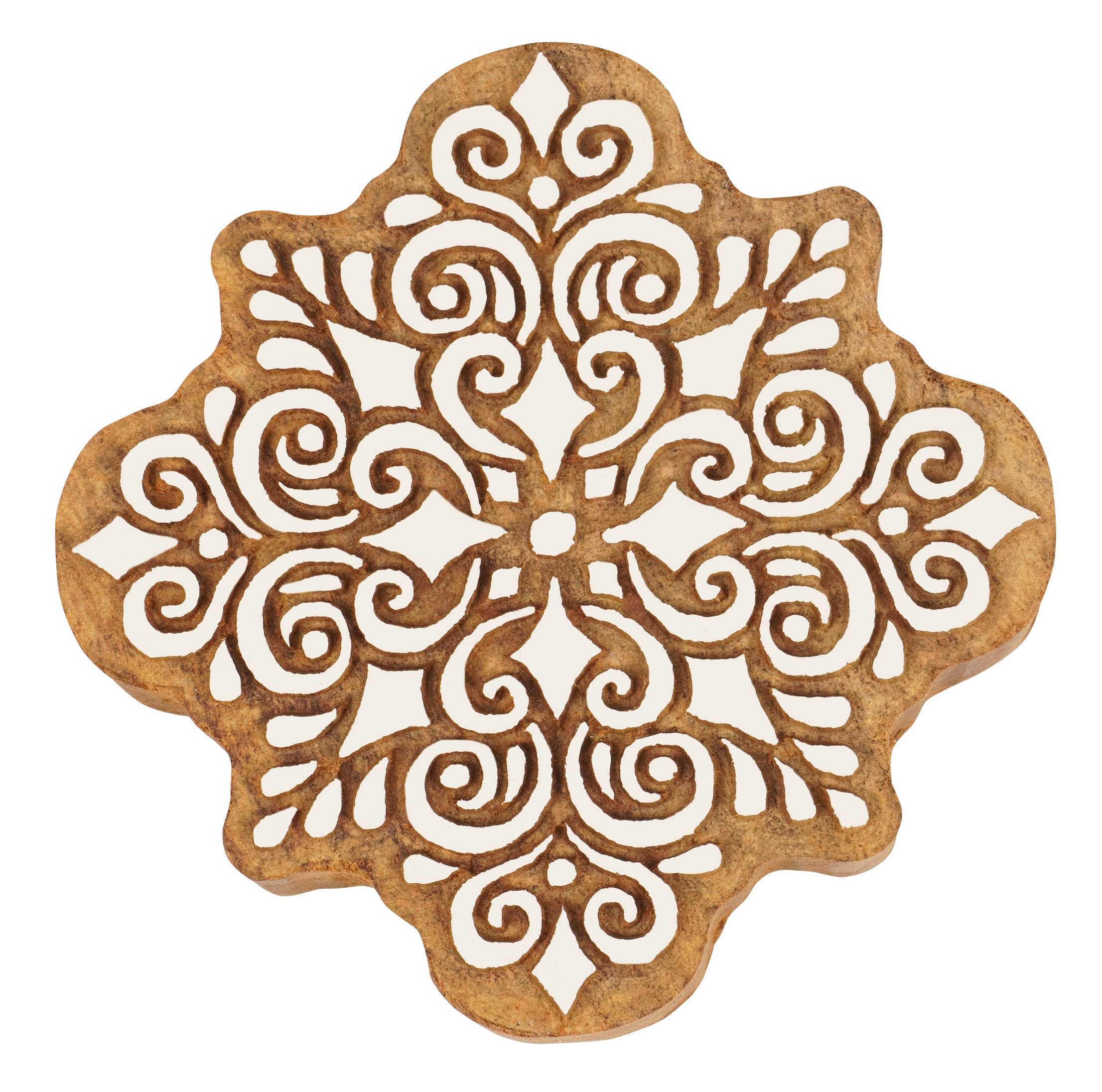 Bloc d'impression textile mandala en bois pour personnaliser vos tissus