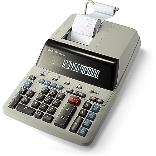 Sharp 12-Digit Print Calculator Desktop Size Adding Machine, Perfect for Everyday Use and Office, Bright, Large Easy-to-Read Numbers on Both The Display and The Two-ColorPrinted Tape (VX-2652H)