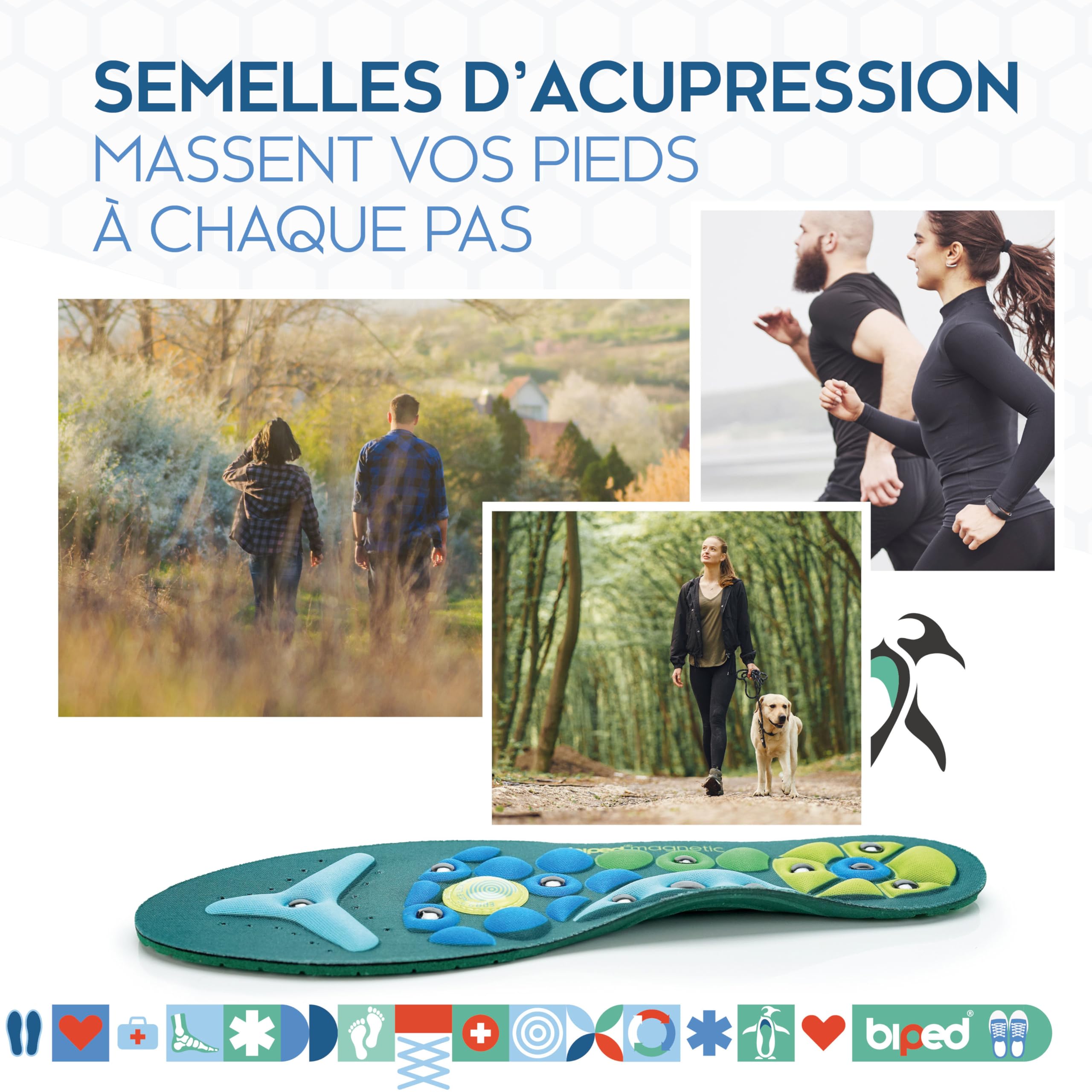 biped Semelles d'acupression magnétiques originales Akupressur pour hommes et femmes - également en cas de fasciite plantaire, de pied plat et pour le massage des pieds z2930(S = 36-39) - 3