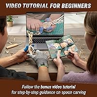 Vista 5 de Kit de tallado de cuchara de madera BeaverCraft para principiantes DIY04 - Juego de tallado incluye herramientas de tallado de cuchara, cuchillo
