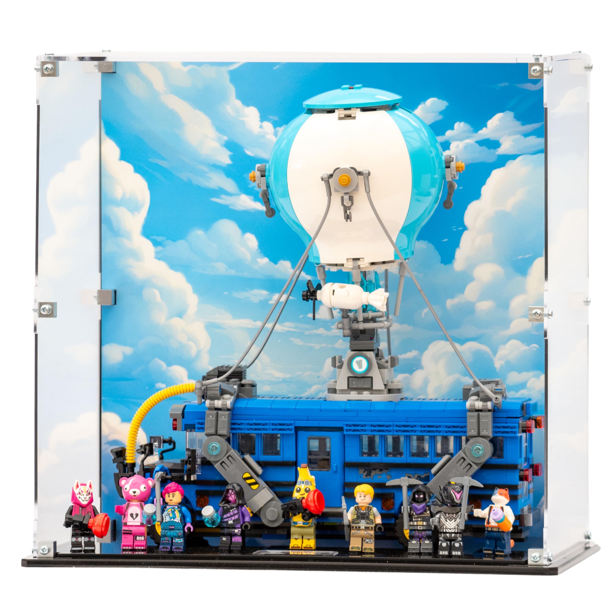 Acrylic Display Case compatible with LEGO® Fortnite™: Battle Bus (77073) (Printed Back Panel)