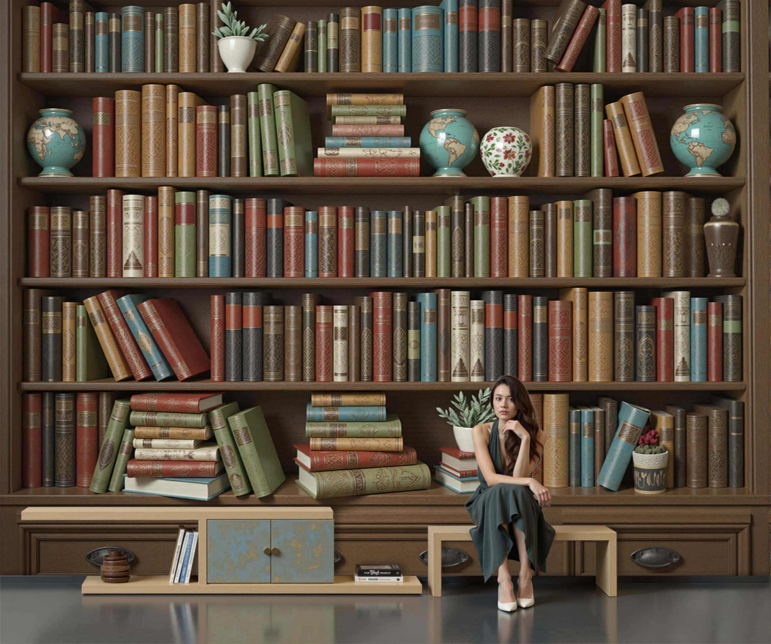 Papier peint panoramique bibliothèque antique pour créer un coin lecture cosy