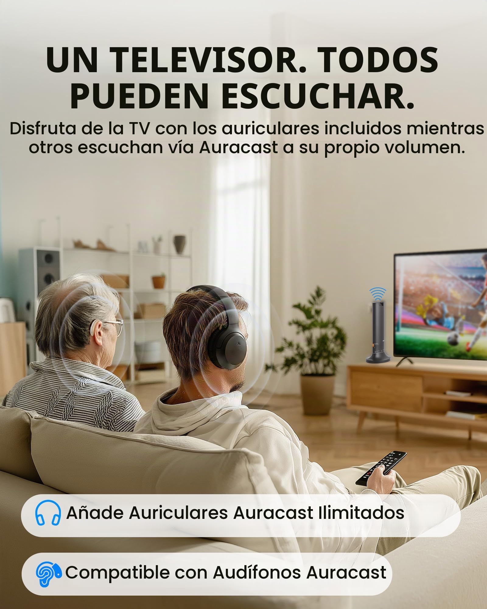 Avantree Opera Aura - Auriculares TV Auracast con HDMI ARC