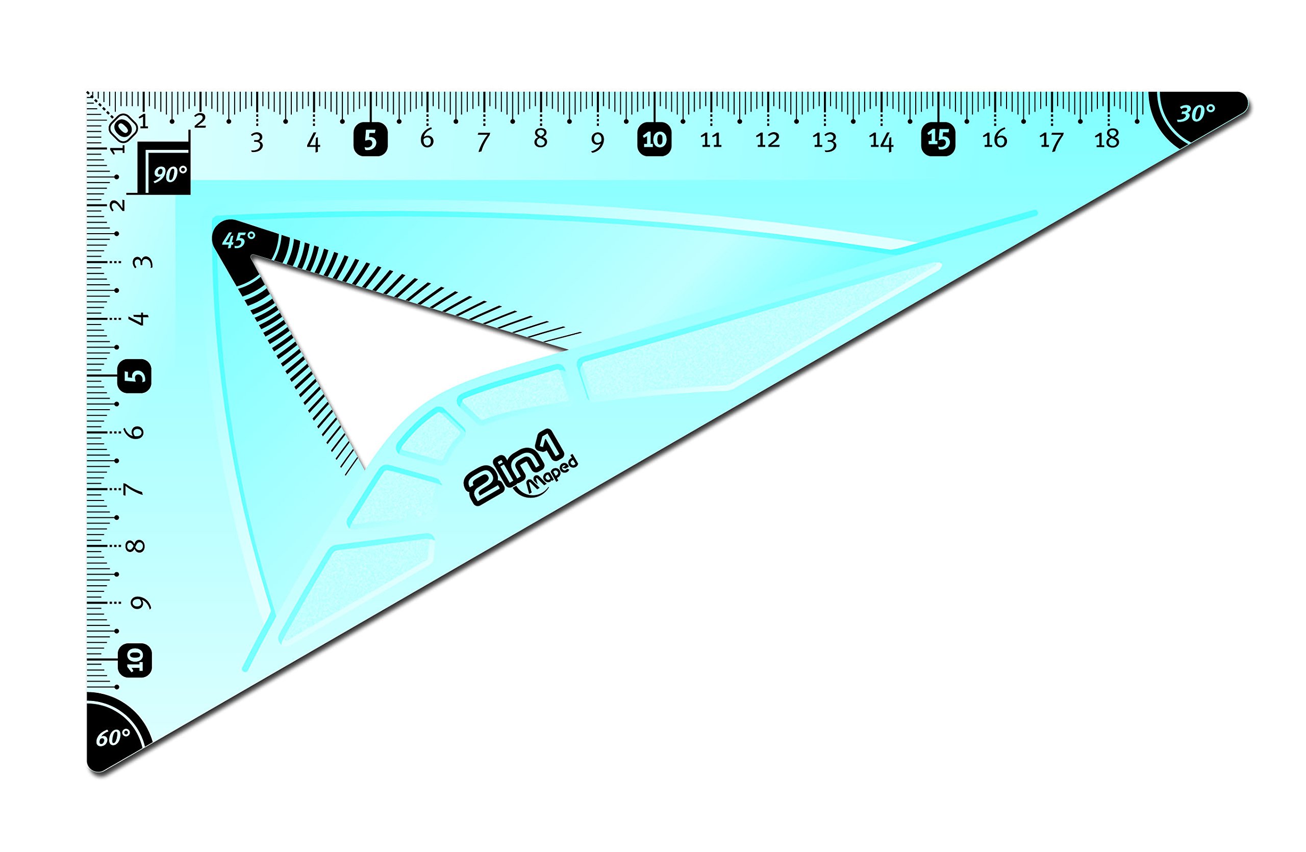 Maped - Set di squadre 2 in 1: 60/45°, 21 cm, colori assortiti, confezione da 25 pz