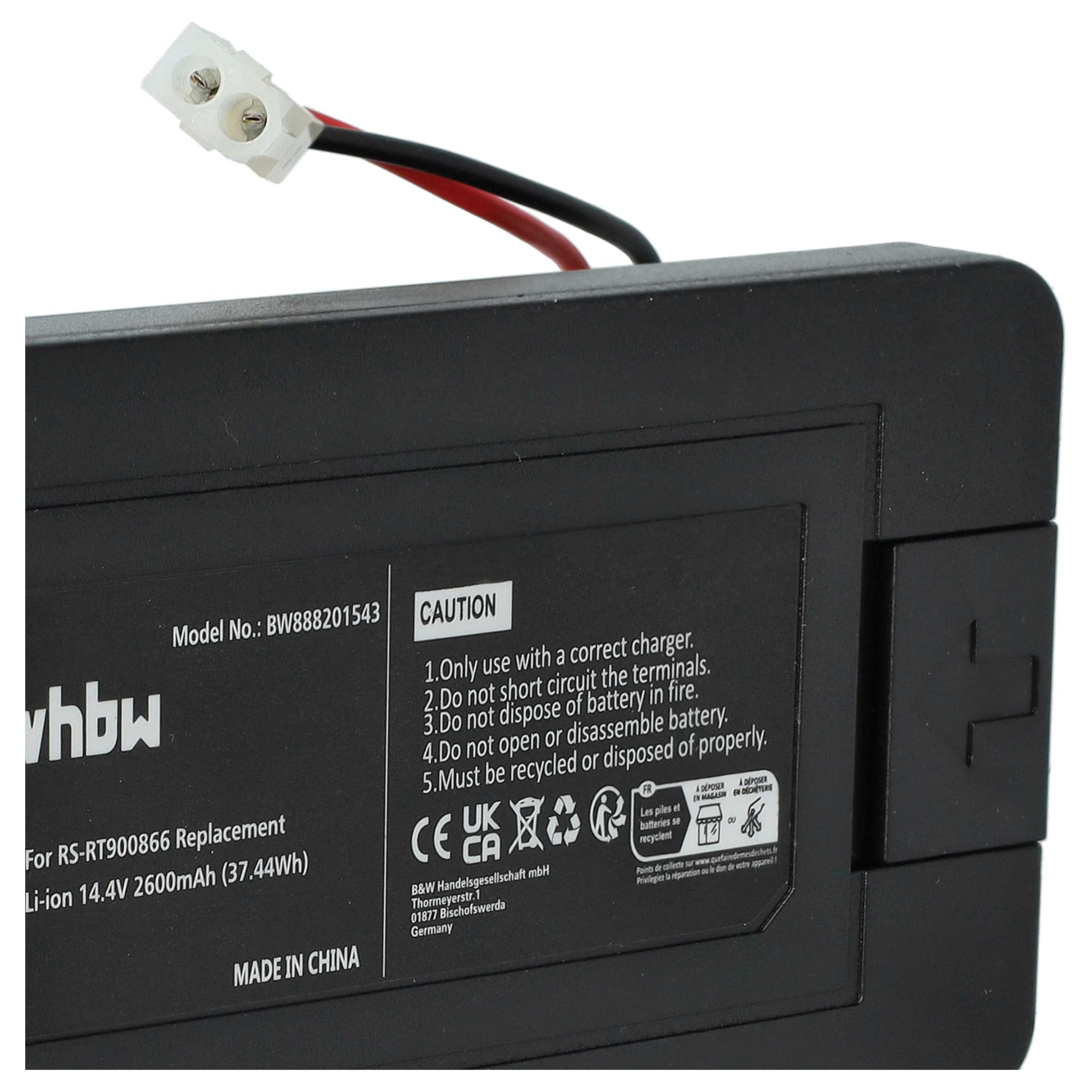 vhbw batteria compatibile con Rowenta Smart Force Essential Aqua RR6971, RR6971WH home cleaner Nero (2600mAh, 14,4V, Li-Ion)