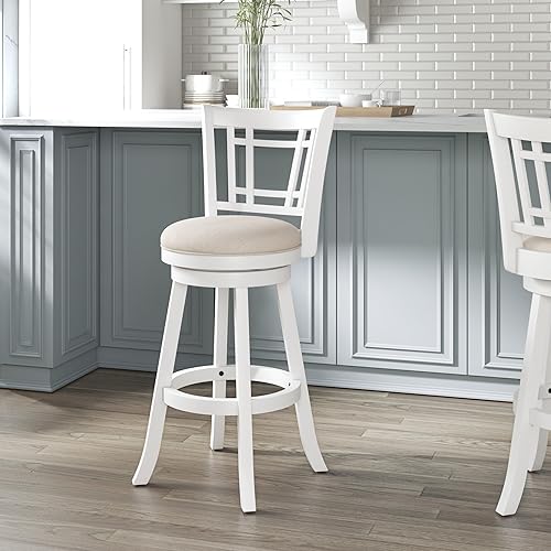 Miniatura 2 de Hillsdale Fairfox 30.5" Wood Swivel Bar Height Stool, White Blanco,Natural,Negro,Cepillo de alambre azul,Roble,https://www.amazon.com/dp/undefined