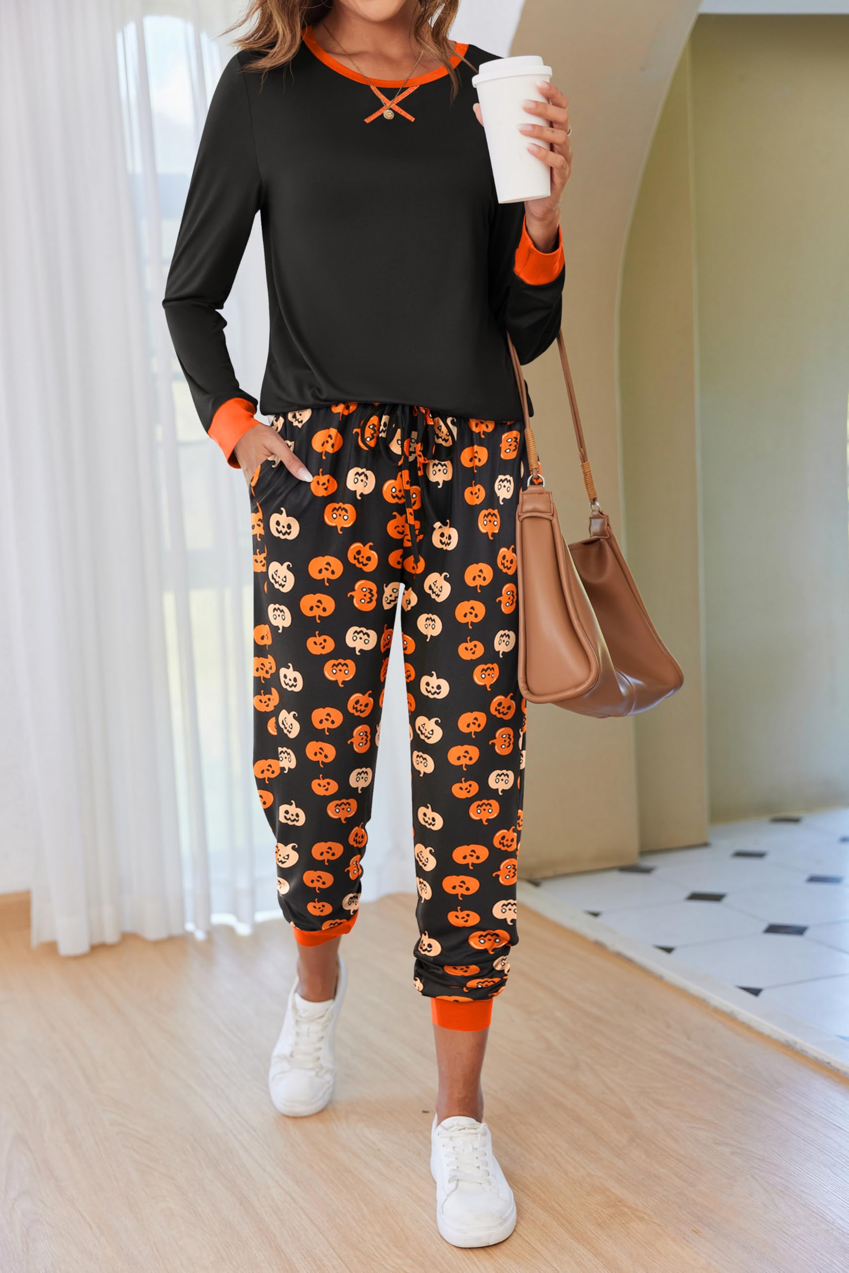 Ekouaer Pigiama Donna Invernali Set Pigiama Donna Lungo Pigiama Donna Invernale Comodo Pigiama Due Pezzi da Donna