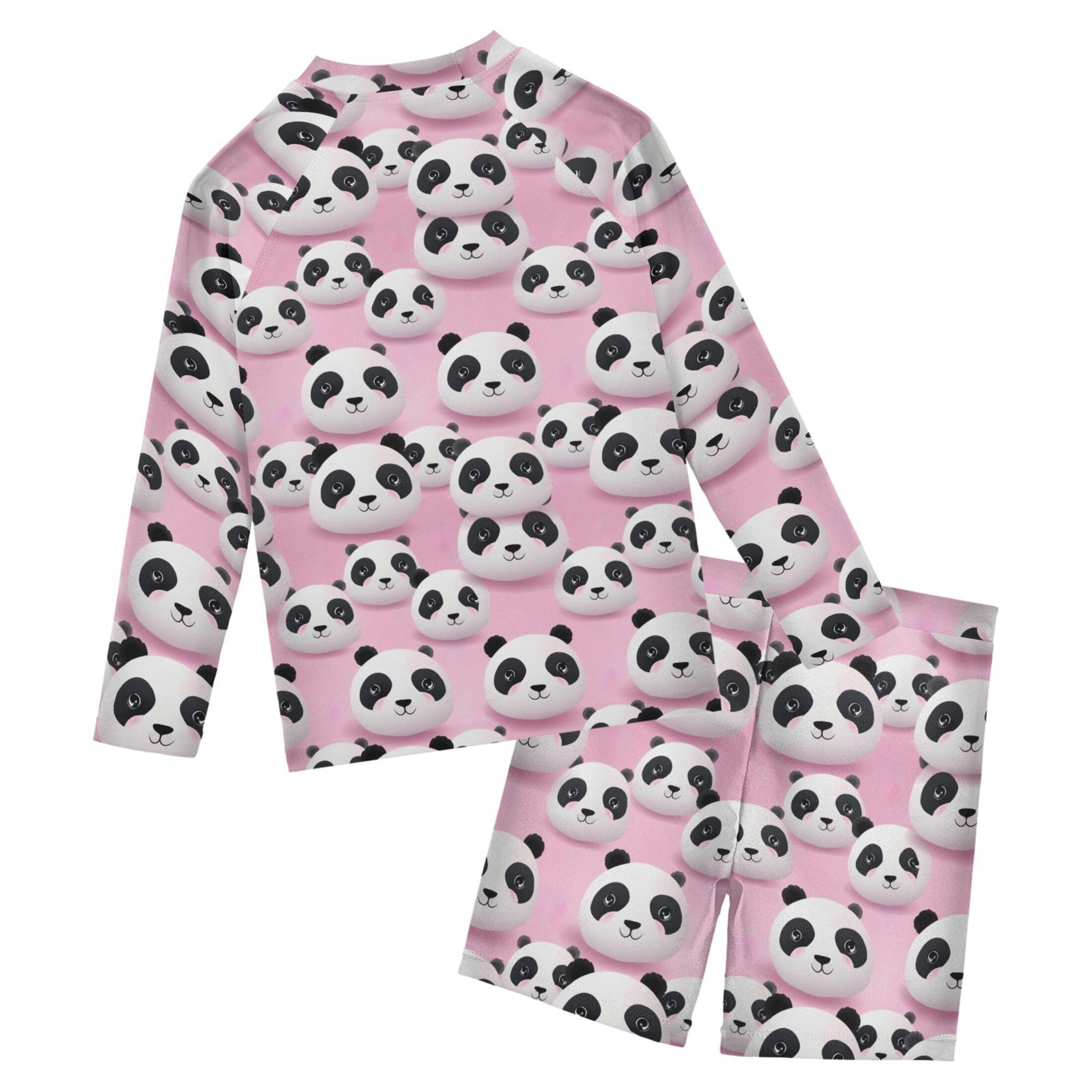Panda Cute Animal Baby Boys' Toddler Long Sleeved Rashguard Swim Bathing Suit Set B0403739