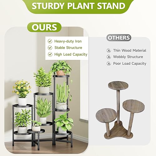 Miniatura 6 de Soporte de metal para plantas de 8 niveles para interiores, estante de esquina giratorio para plantas al aire libre, soporte de exhibición de